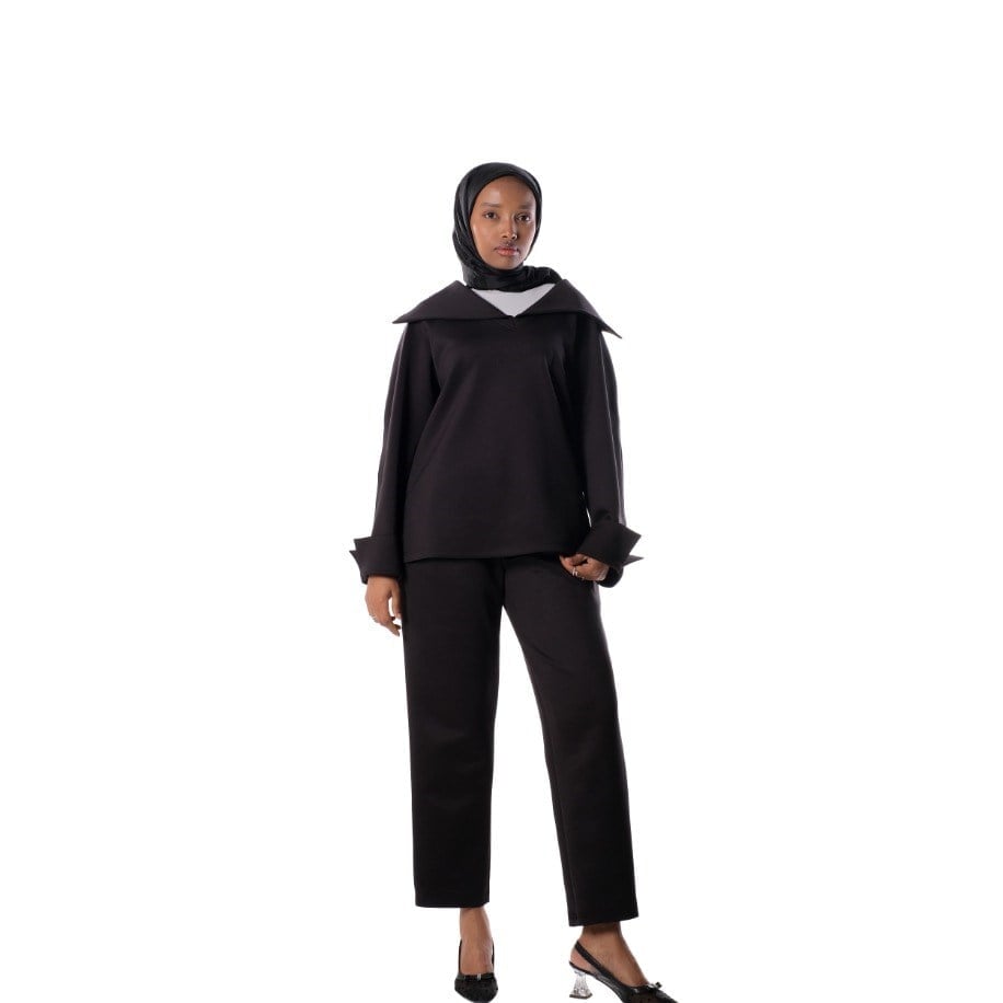 Collared Top - BLACK ( BLUZ ) SİYAH