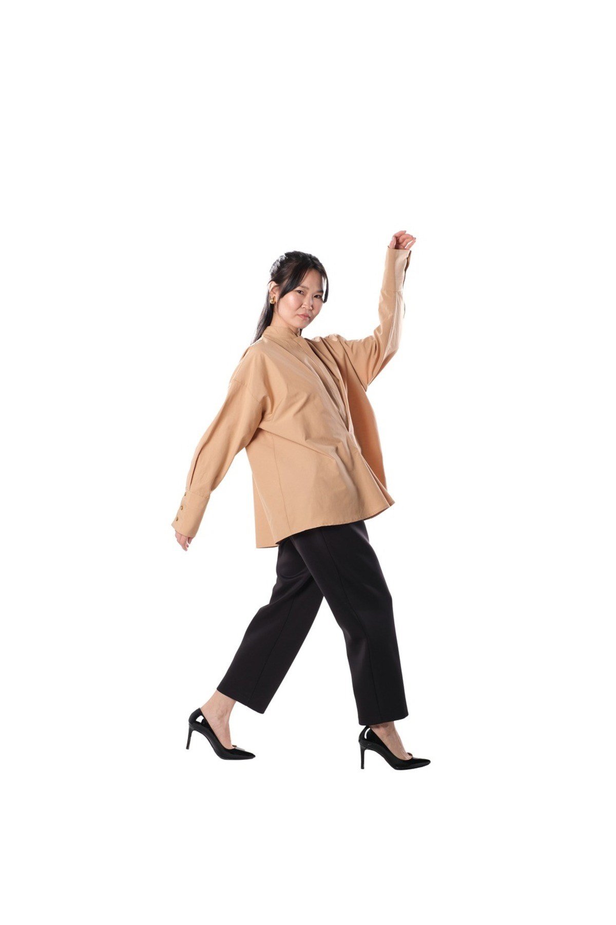 FRONT STITCHED SHIRT - CAMEL -