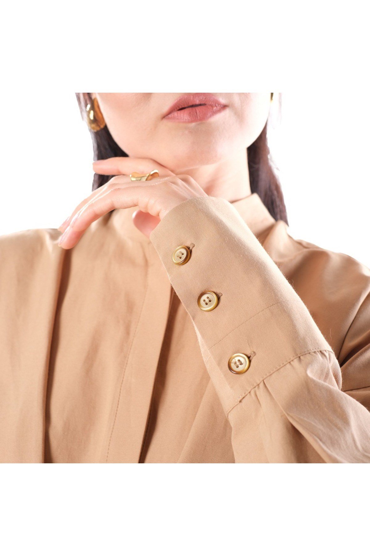 FRONT STITCHED SHIRT - CAMEL -
