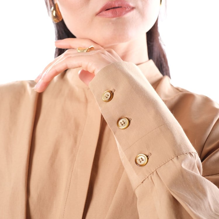 FRONT STITCHED SHIRT - CAMEL ( GÖMLEK )