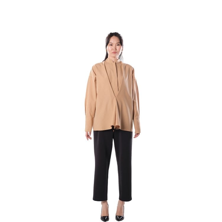 FRONT STITCHED SHIRT - CAMEL ( GÖMLEK )