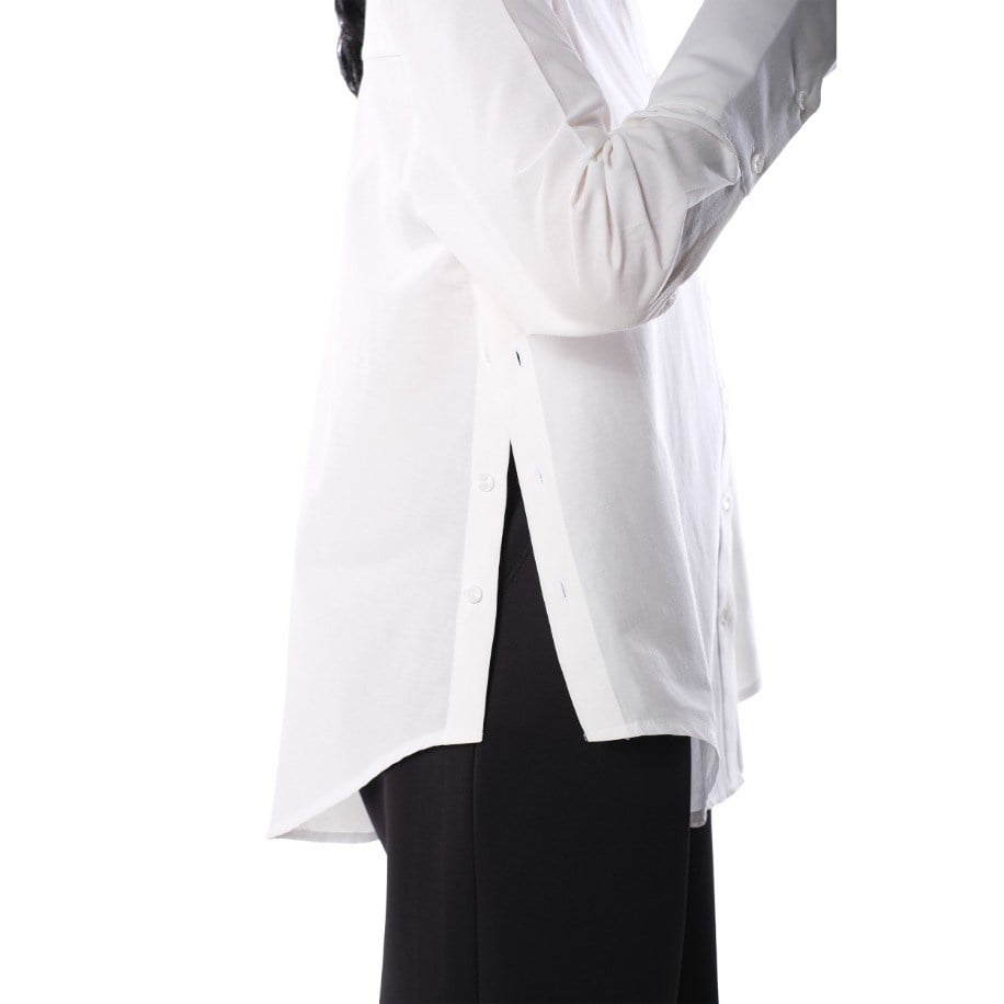 Side Button Shirt - WHİTE / GÖMLEK ( BEYAZ )