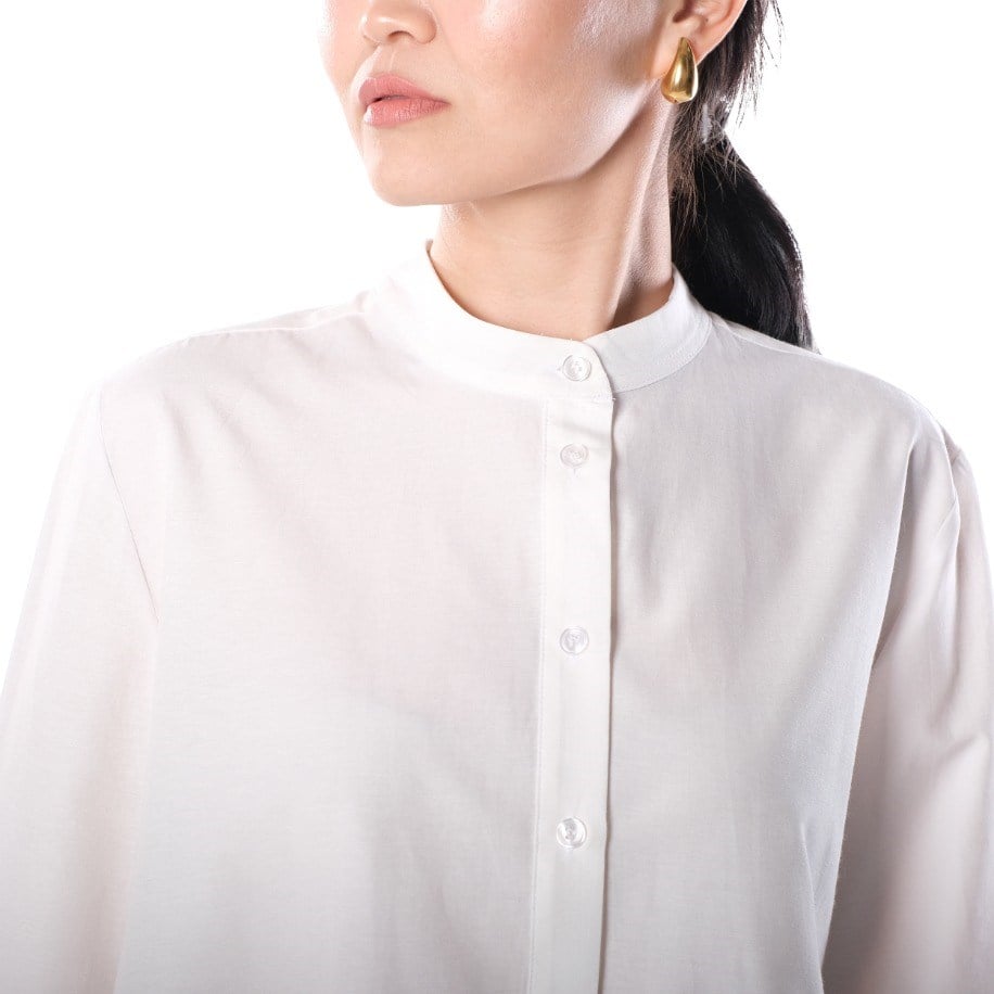Side Button Shirt - WHİTE / GÖMLEK ( BEYAZ )