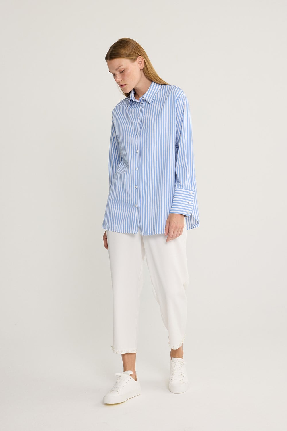 Çizgili Poplin Tunik