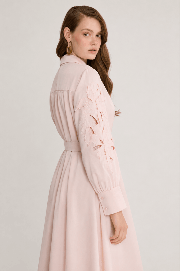 Perla Nakışlı Elbise Pembe