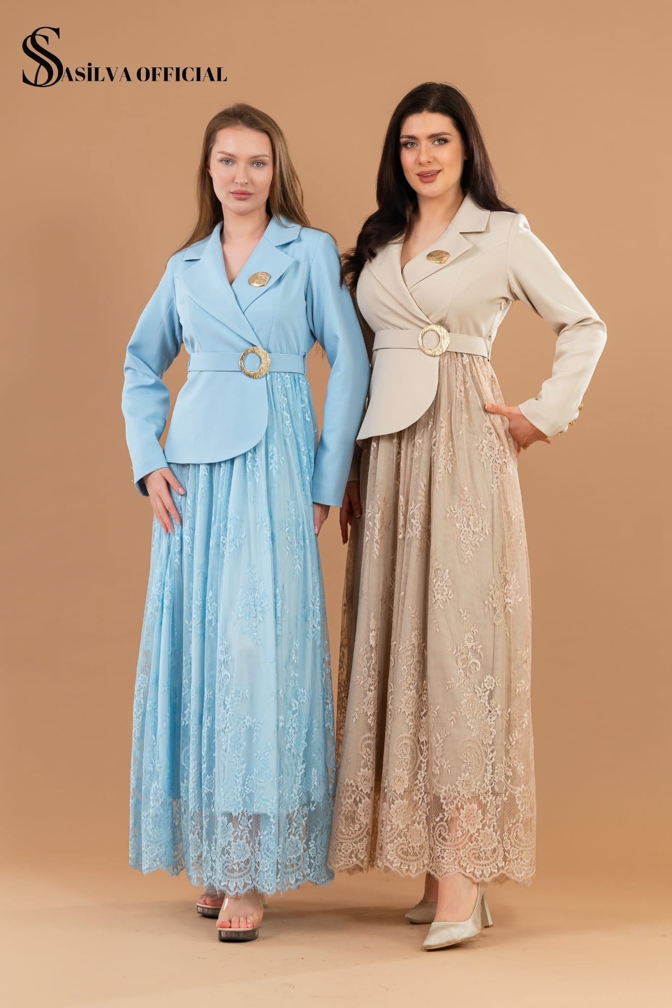 Dantel Etekli Kemer Tokalı Kadın Elbise - 1771