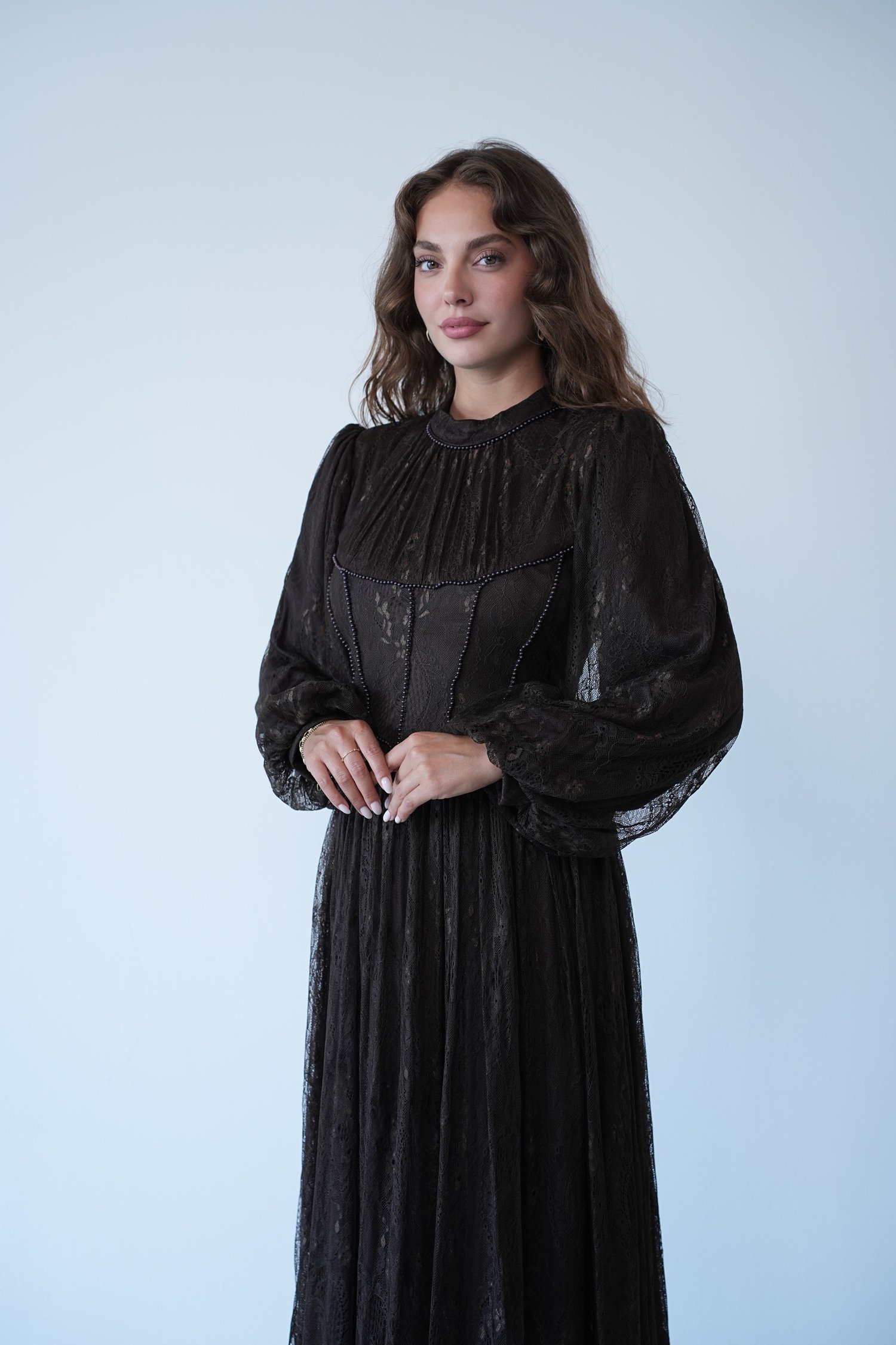 Dantel İşlemeli Korsaj Detaylı Elbise  1807