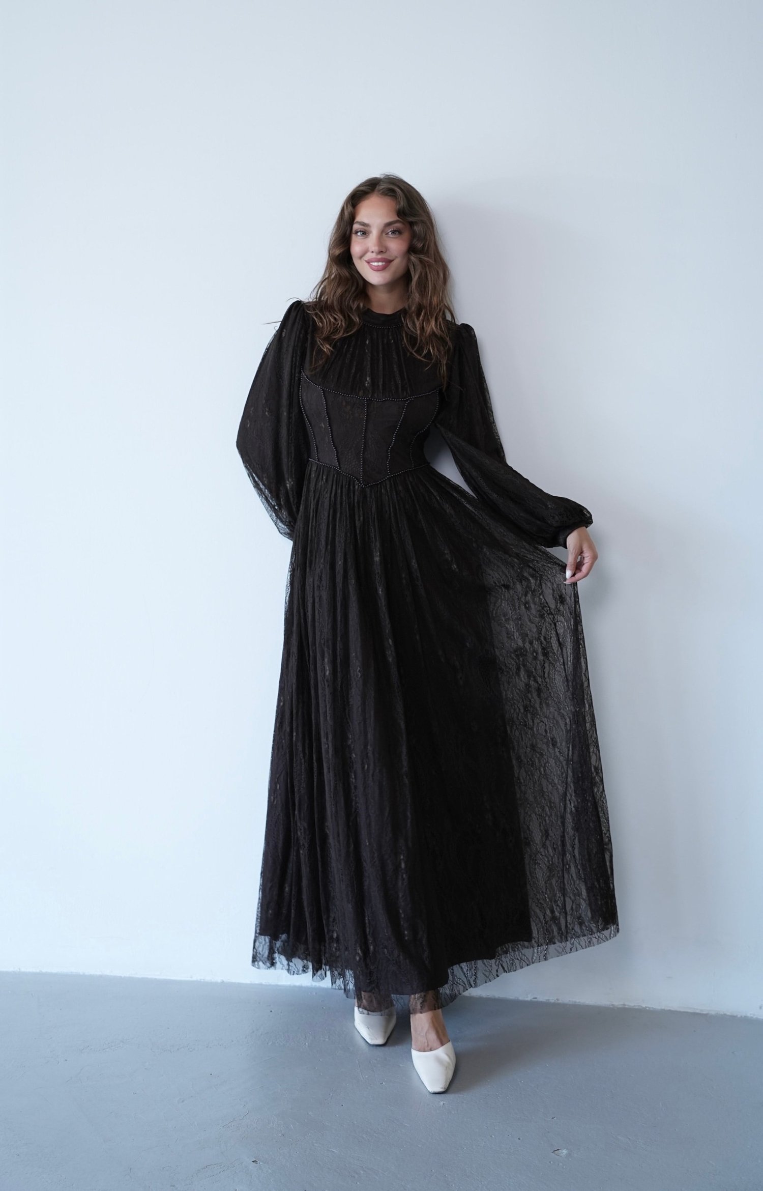 Dantel İşlemeli Korsaj Detaylı Elbise  1807