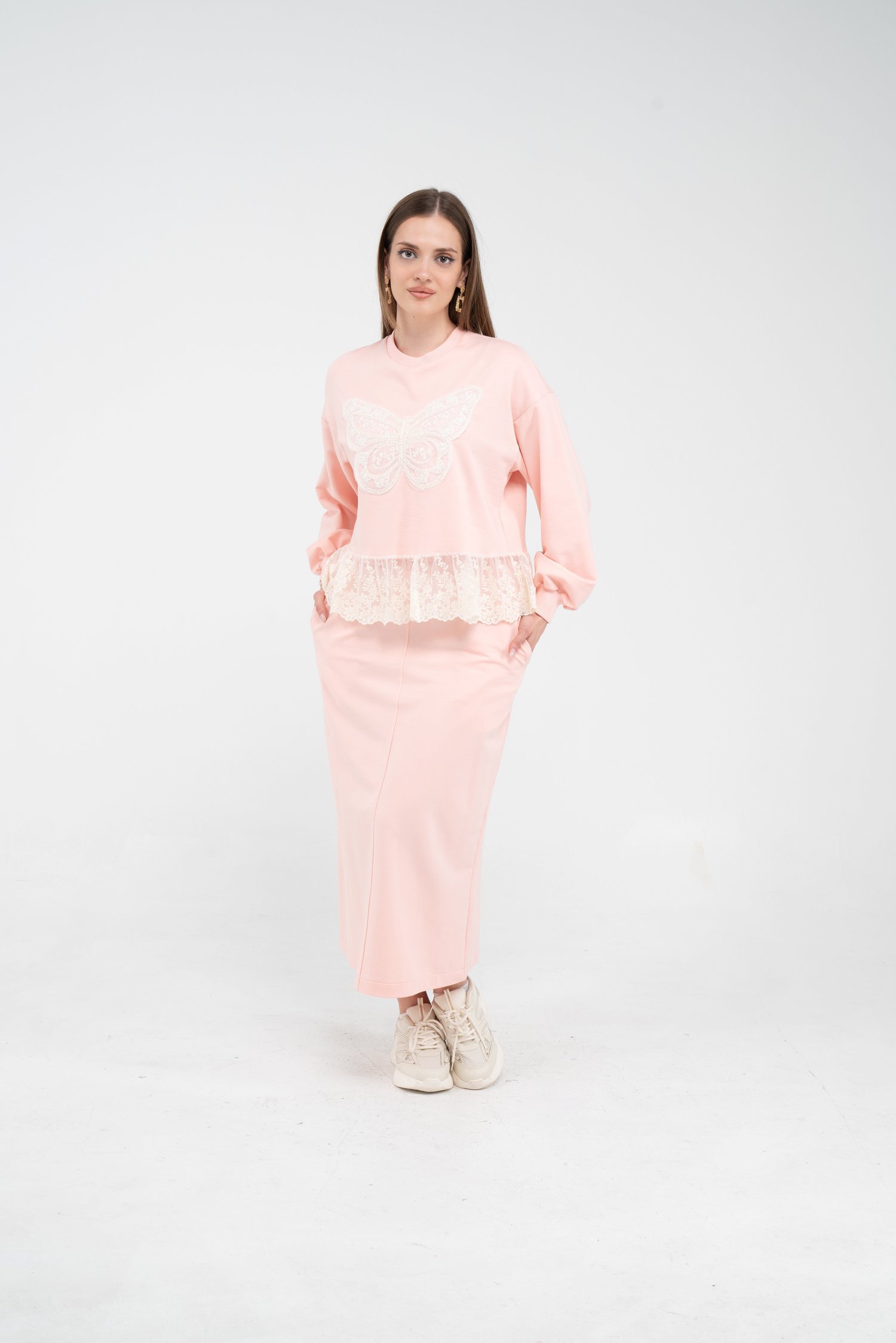 Danter Detaylı Kelebek Nakışlı İkili Takım | K8068