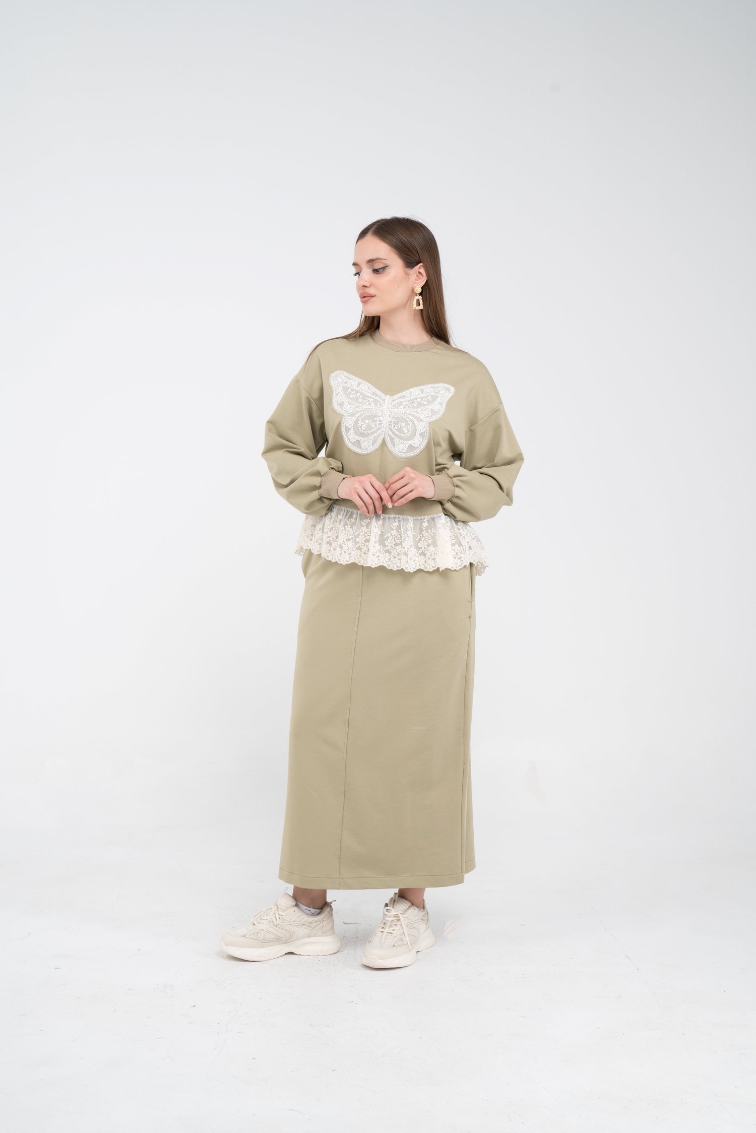 Danter Detaylı Kelebek Nakışlı İkili Takım | K8068