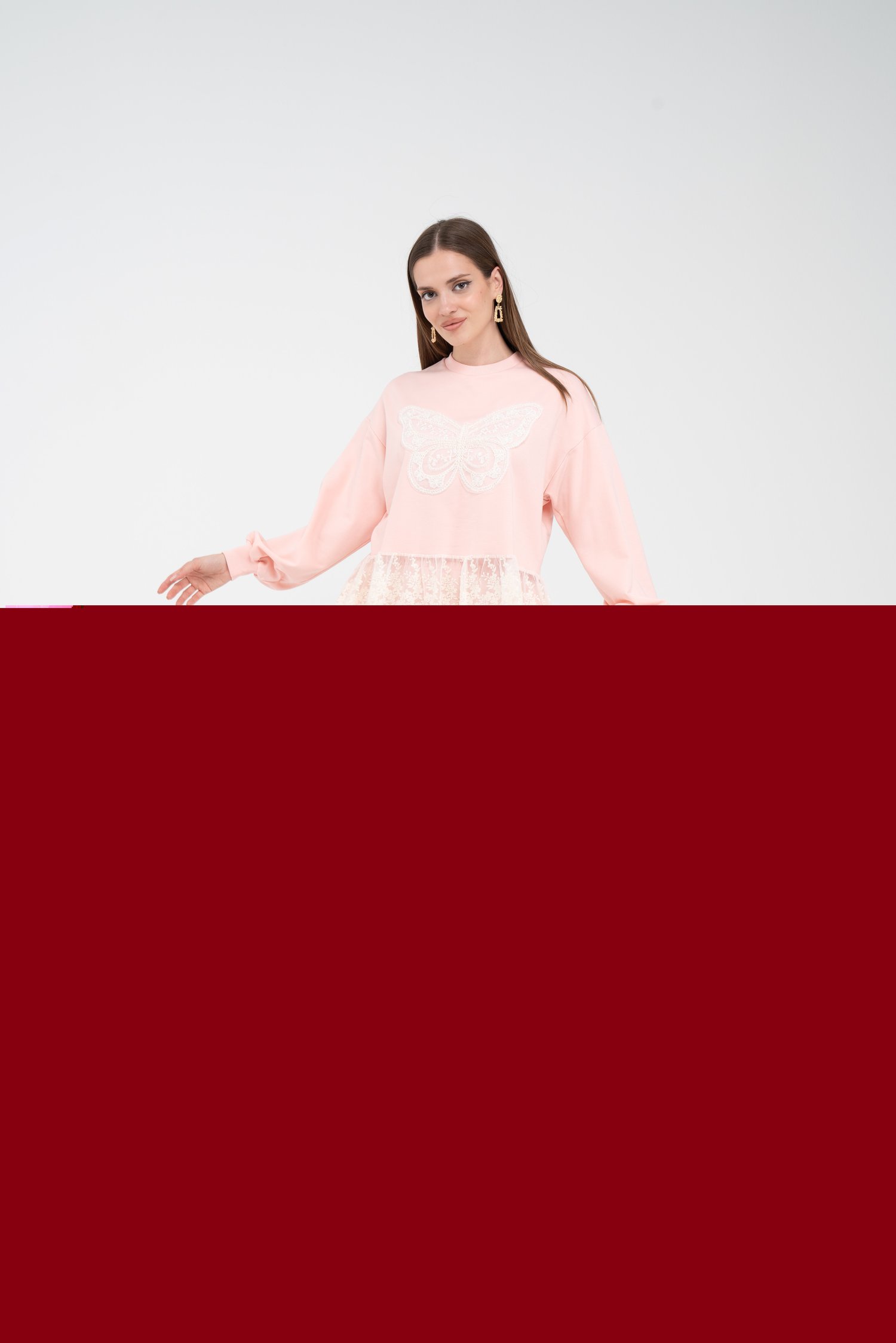 Danter Detaylı Kelebek Nakışlı İkili Takım | K8068