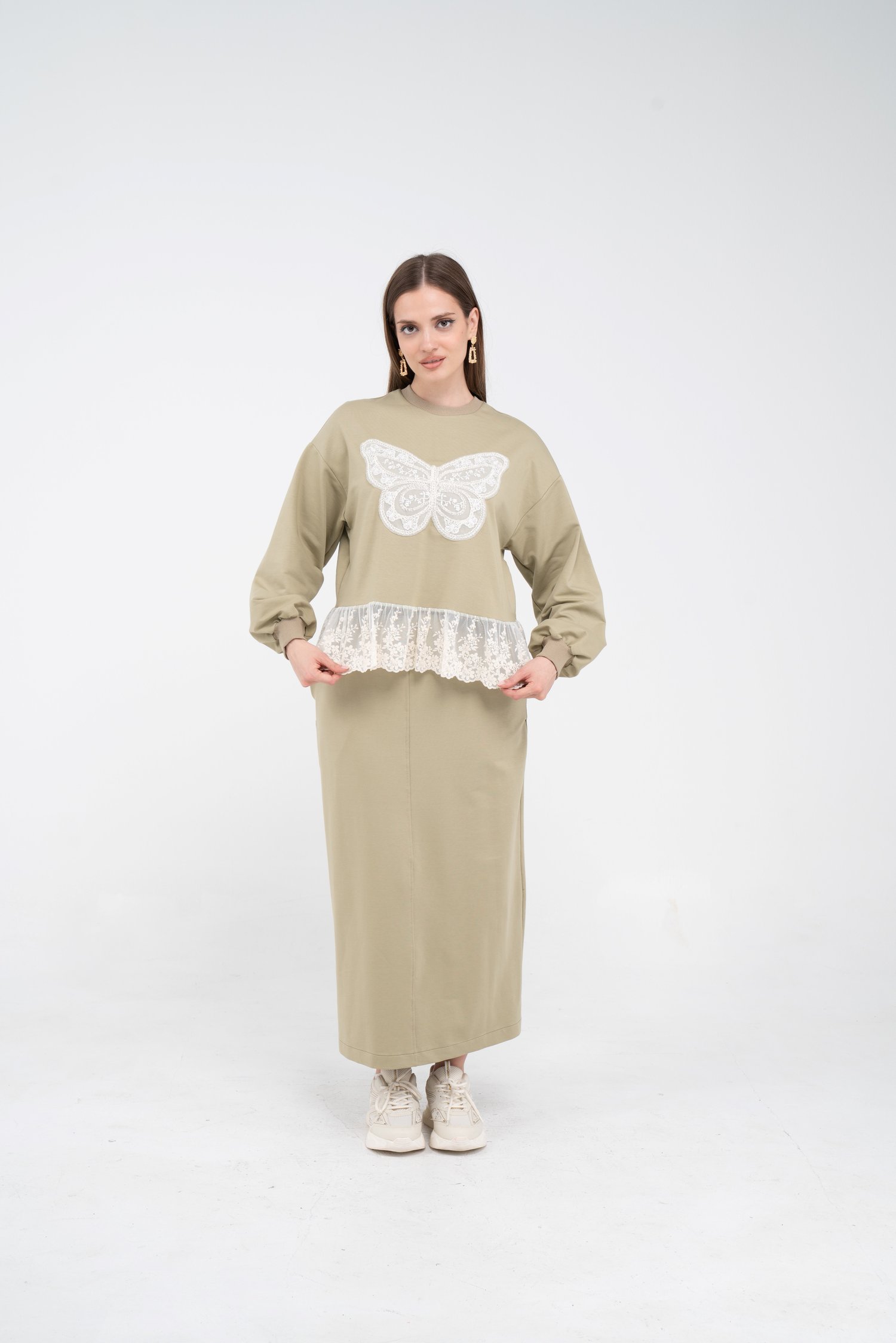 Danter Detaylı Kelebek Nakışlı İkili Takım | K8068