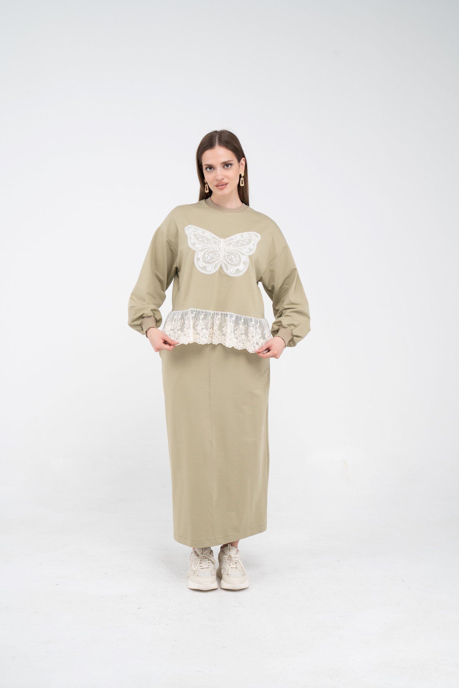 Danter Detaylı Kelebek Nakışlı İkili Takım | K8068