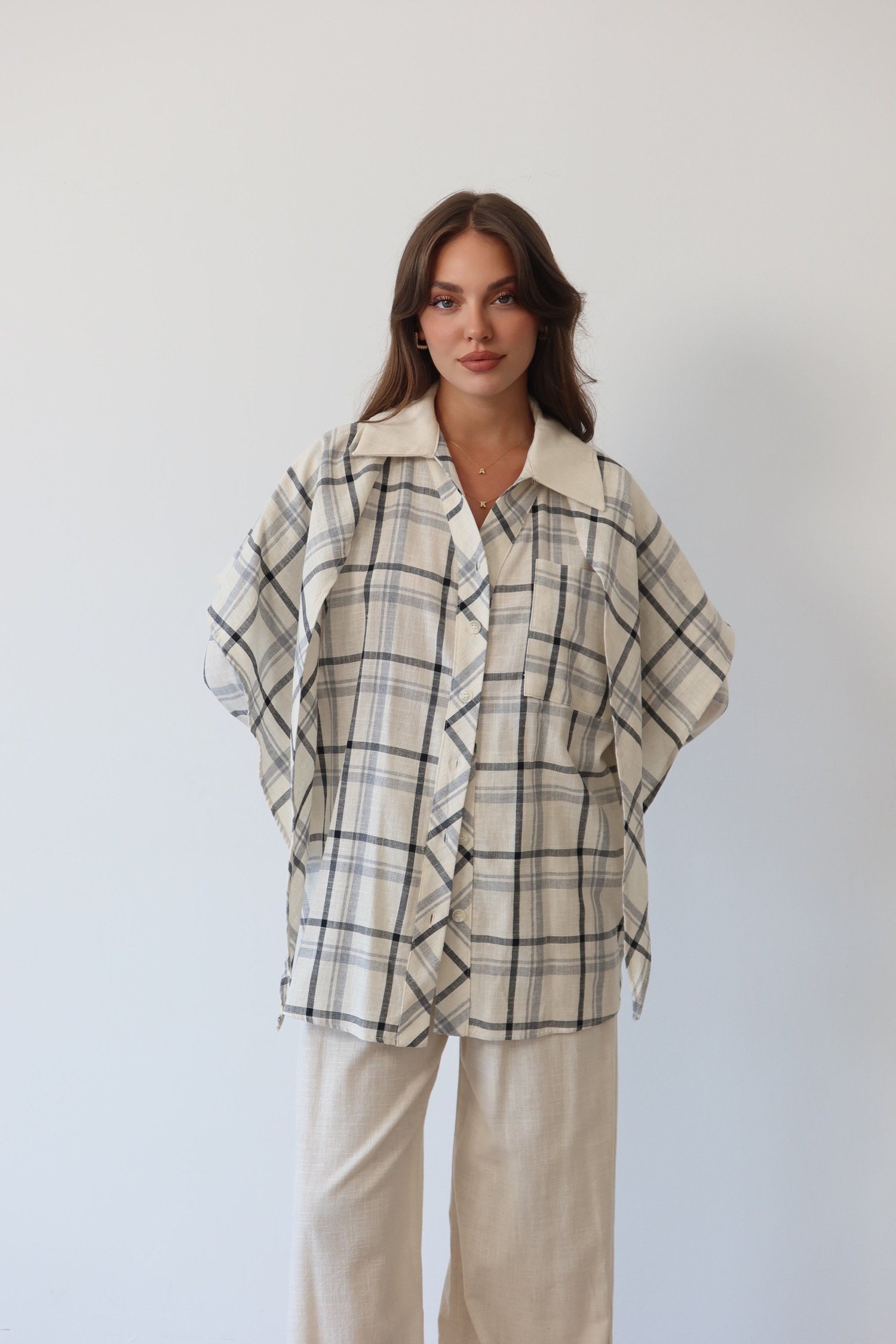 Ekose Desenli Oversize Takım  1816