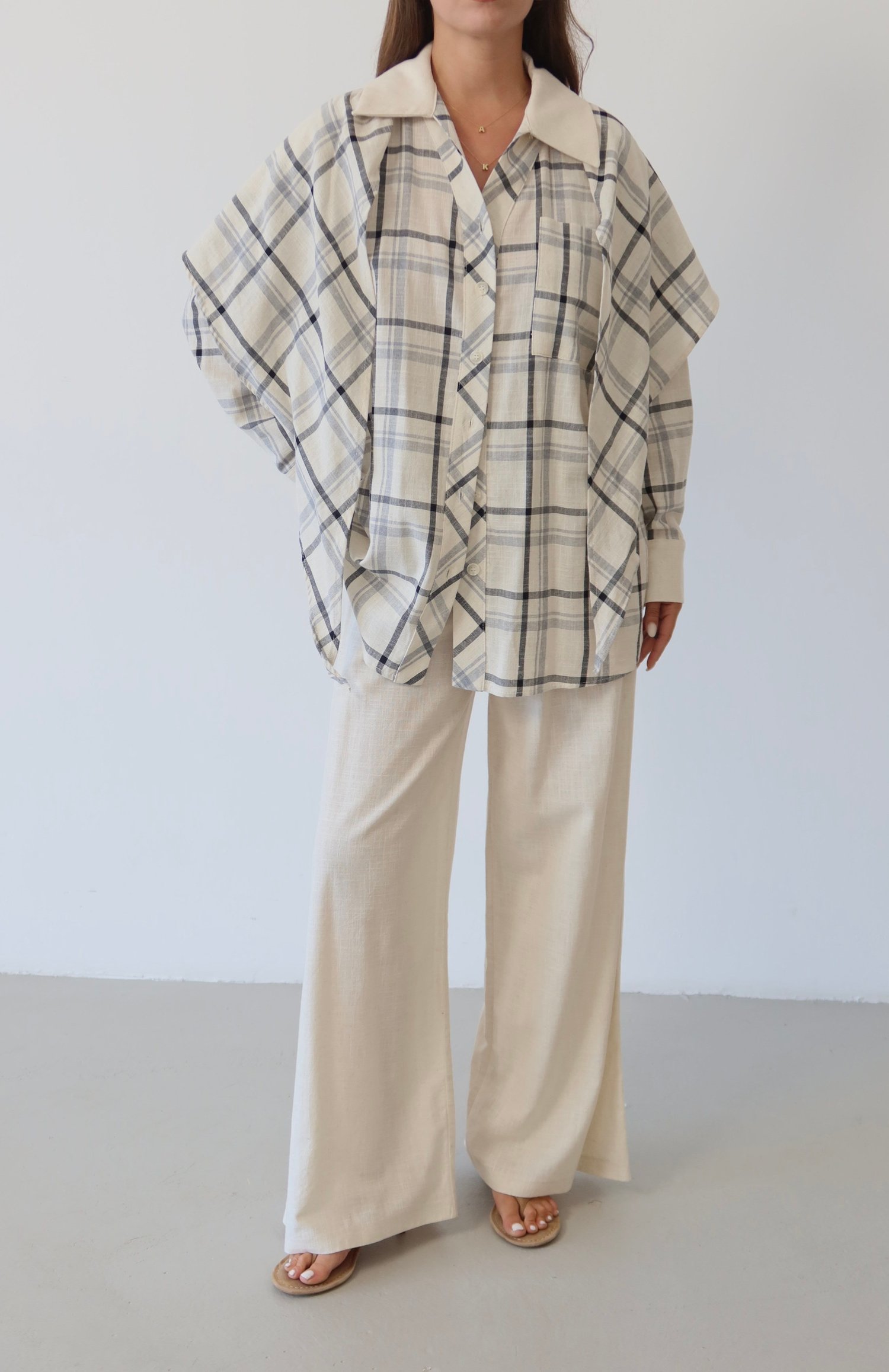 Ekose Desenli Oversize Takım  1816