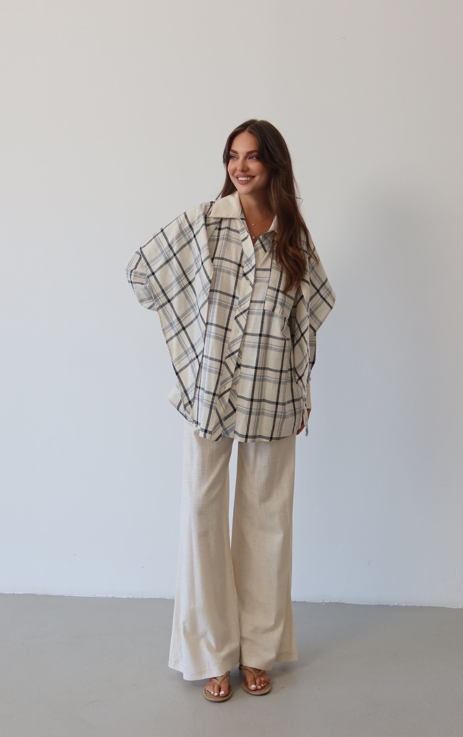 Ekose Desenli Oversize Takım  1816