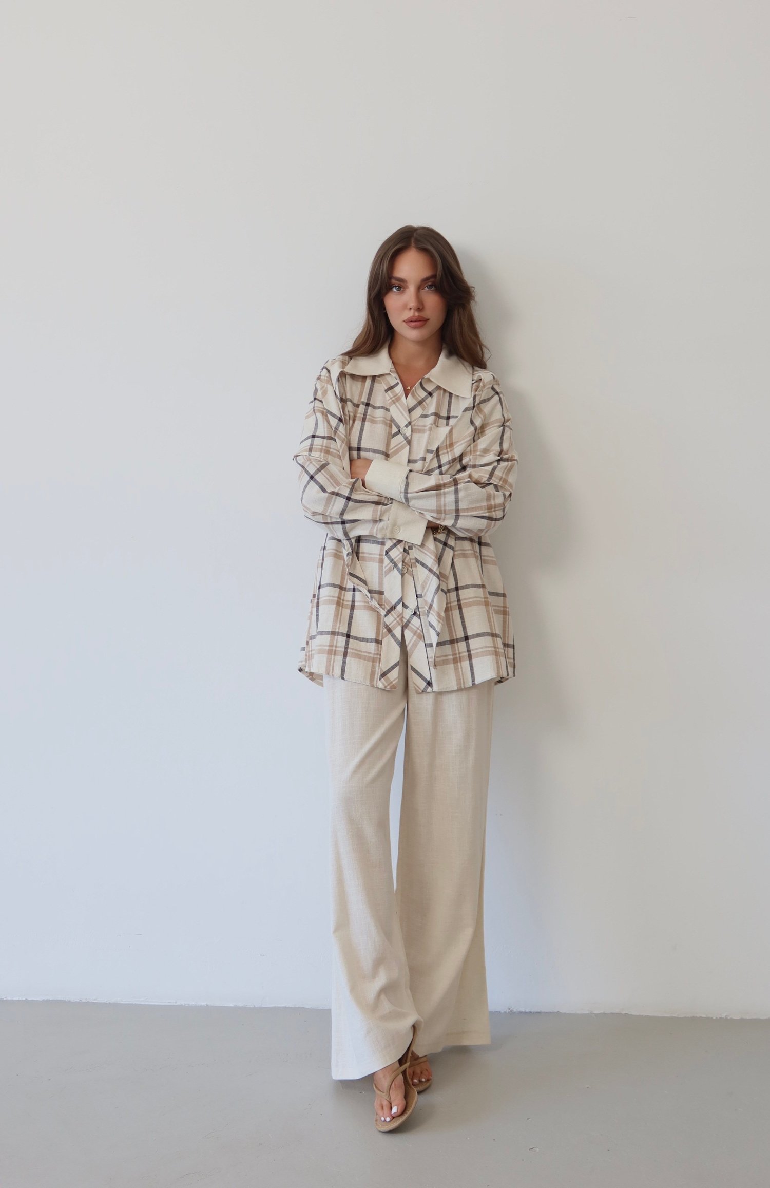 Ekose Desenli Oversize Takım  1816