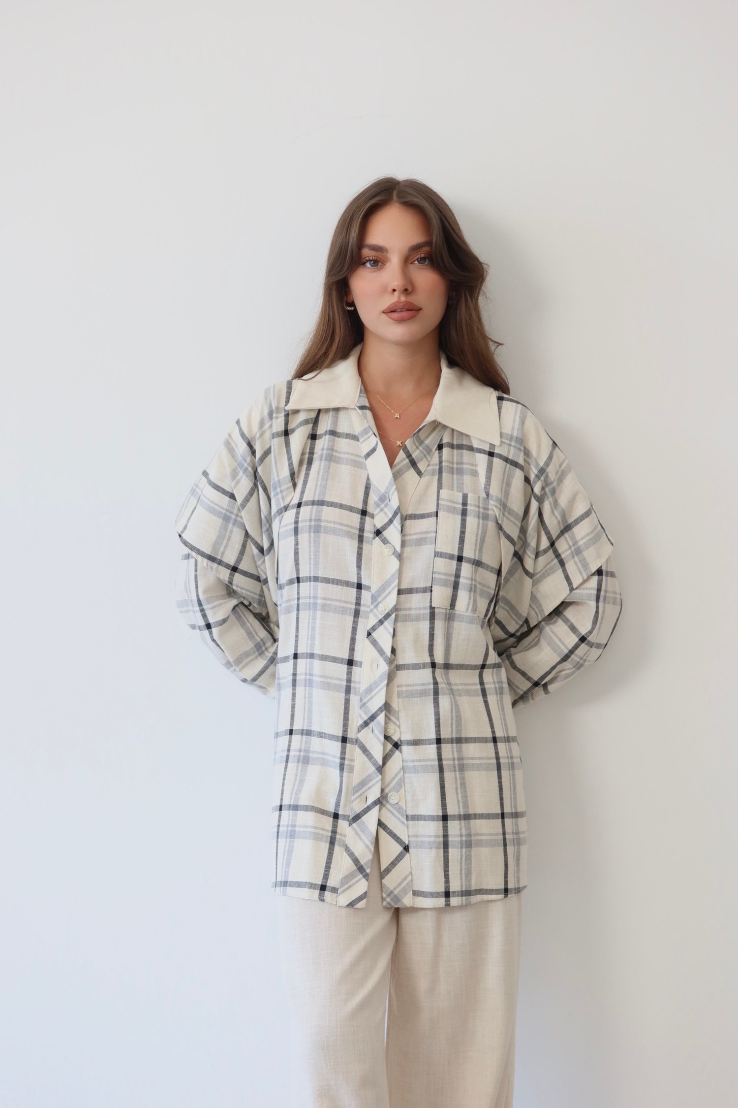 Ekose Desenli Oversize Takım  1816