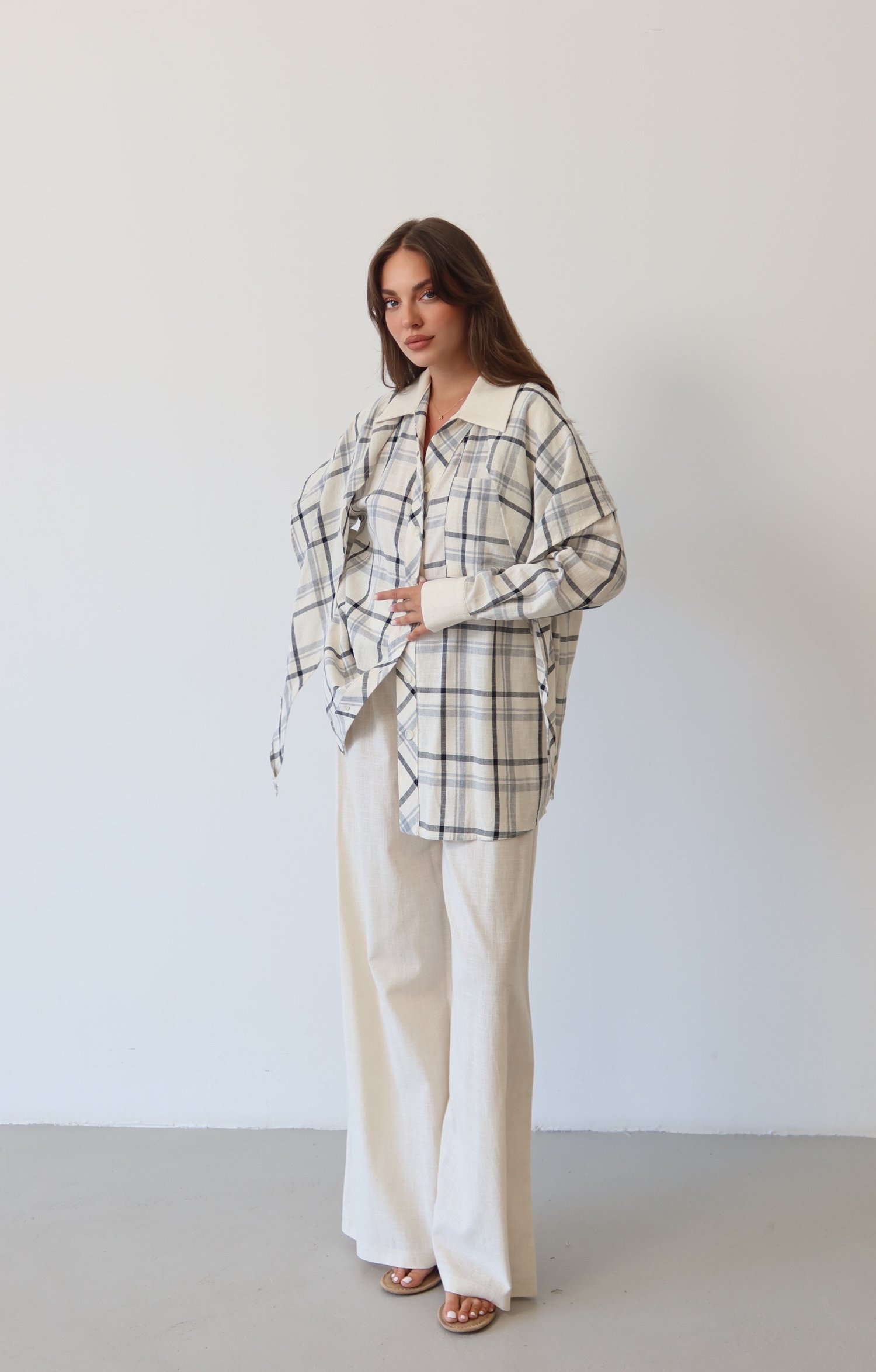 Ekose Desenli Oversize Takım  1816