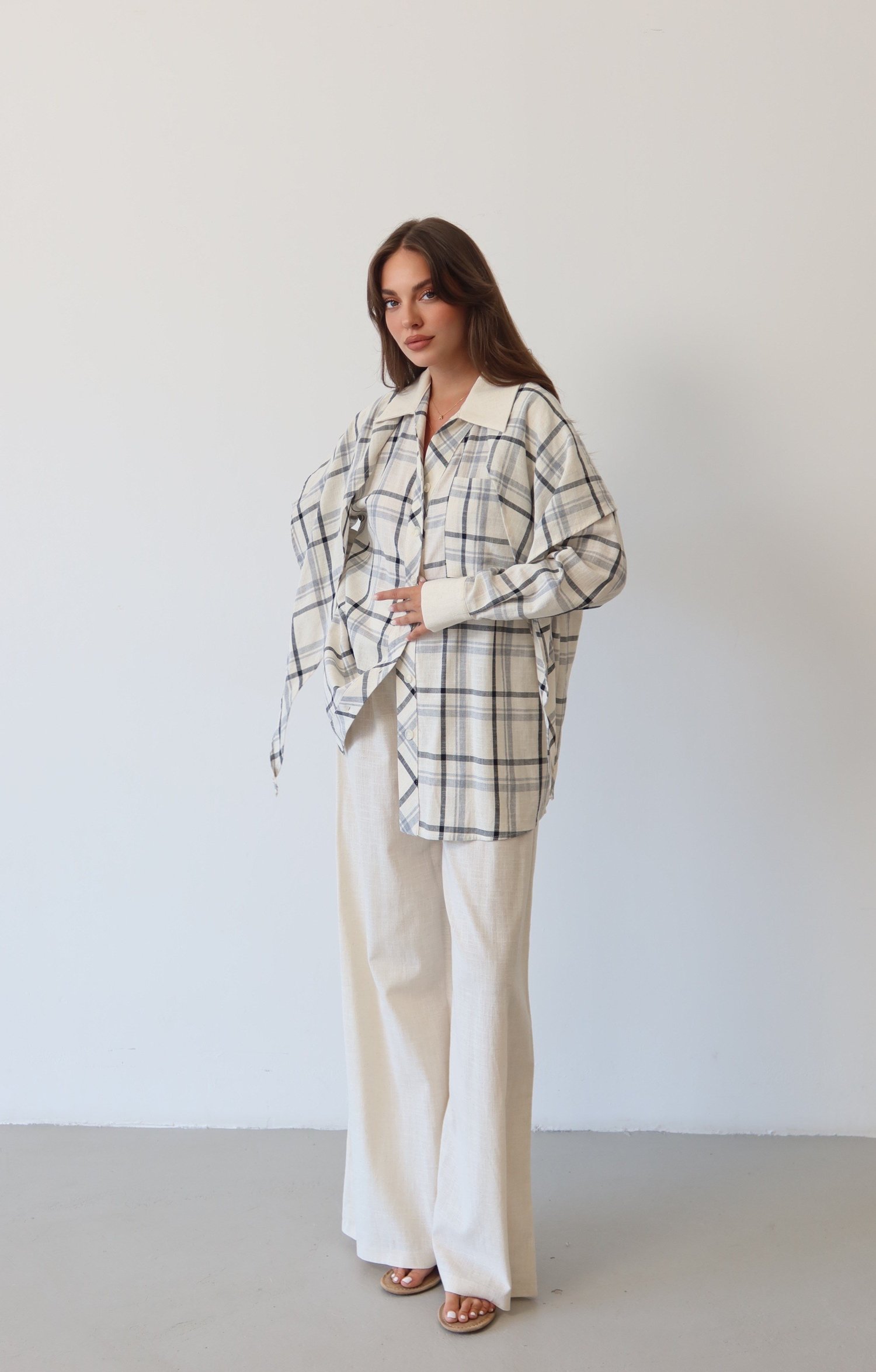 Ekose Desenli Oversize Takım  1816
