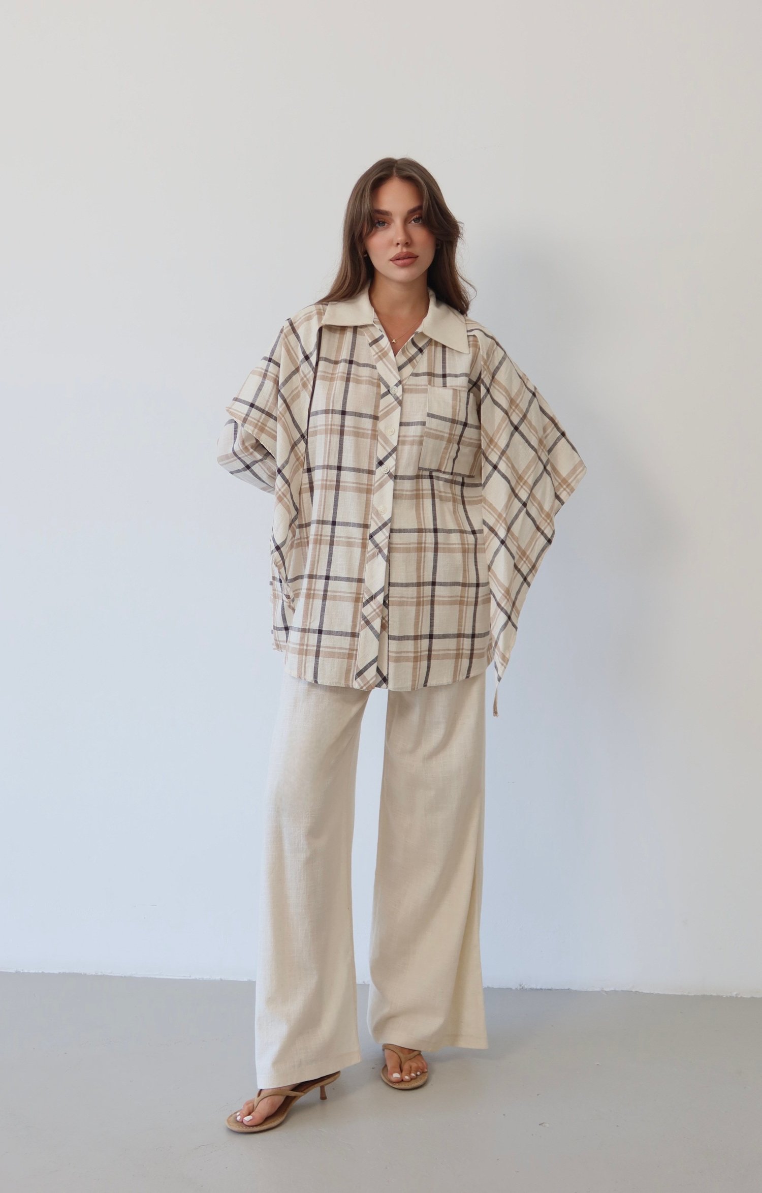 Ekose Desenli Oversize Takım  1816