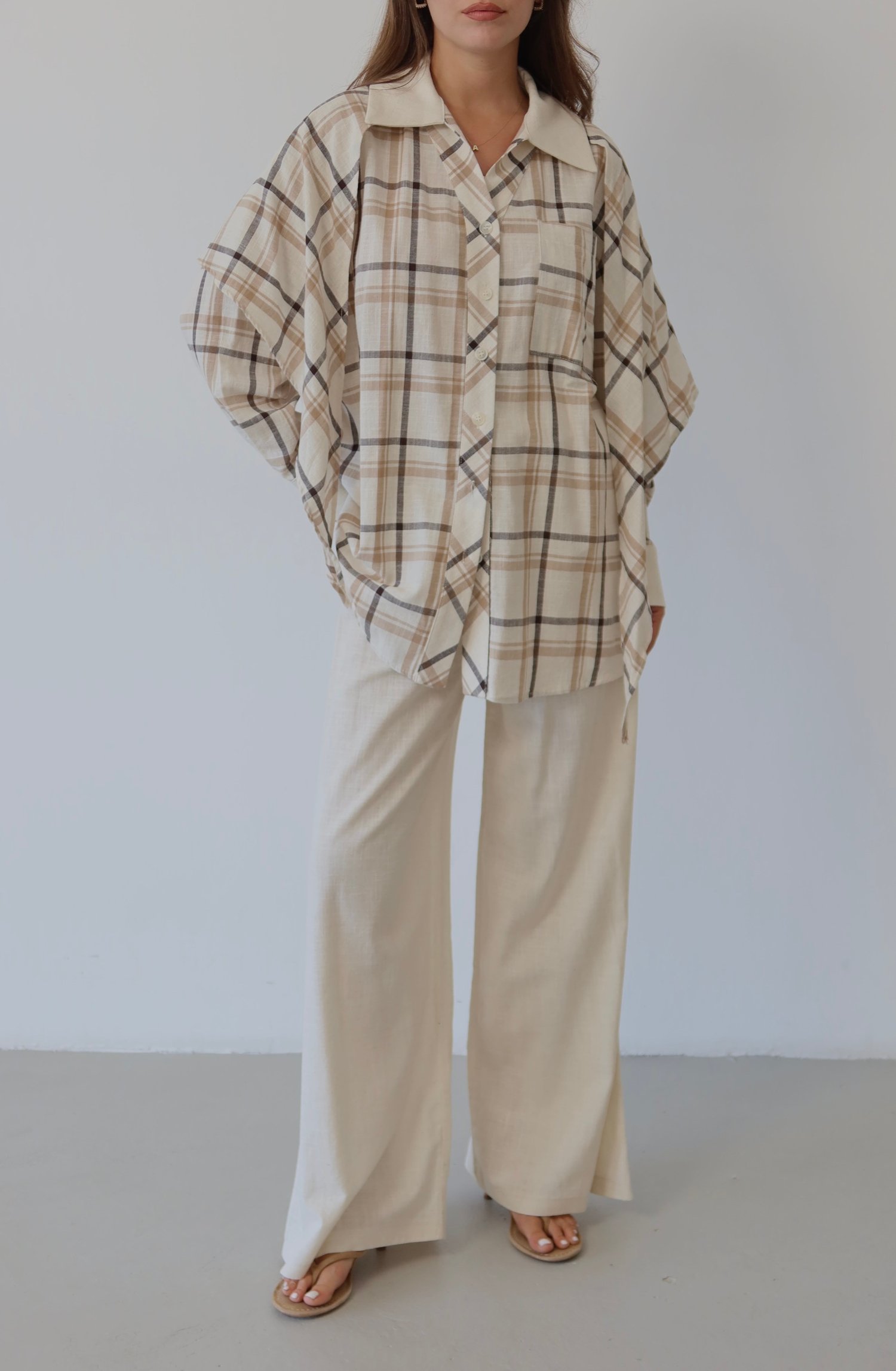 Ekose Desenli Oversize Takım  1816