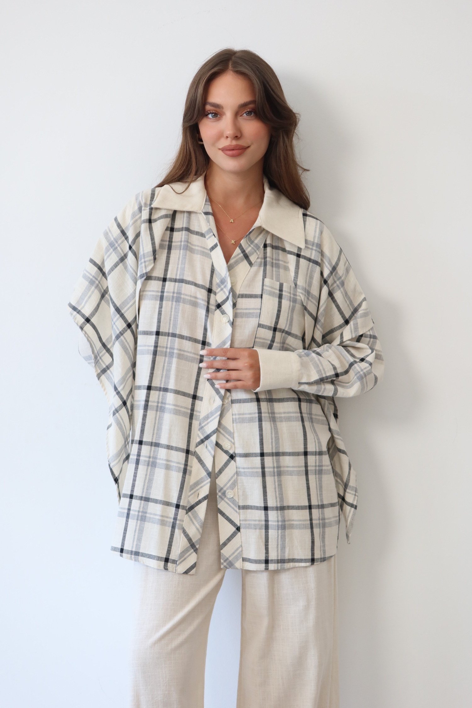 Ekose Desenli Oversize Takım  1816