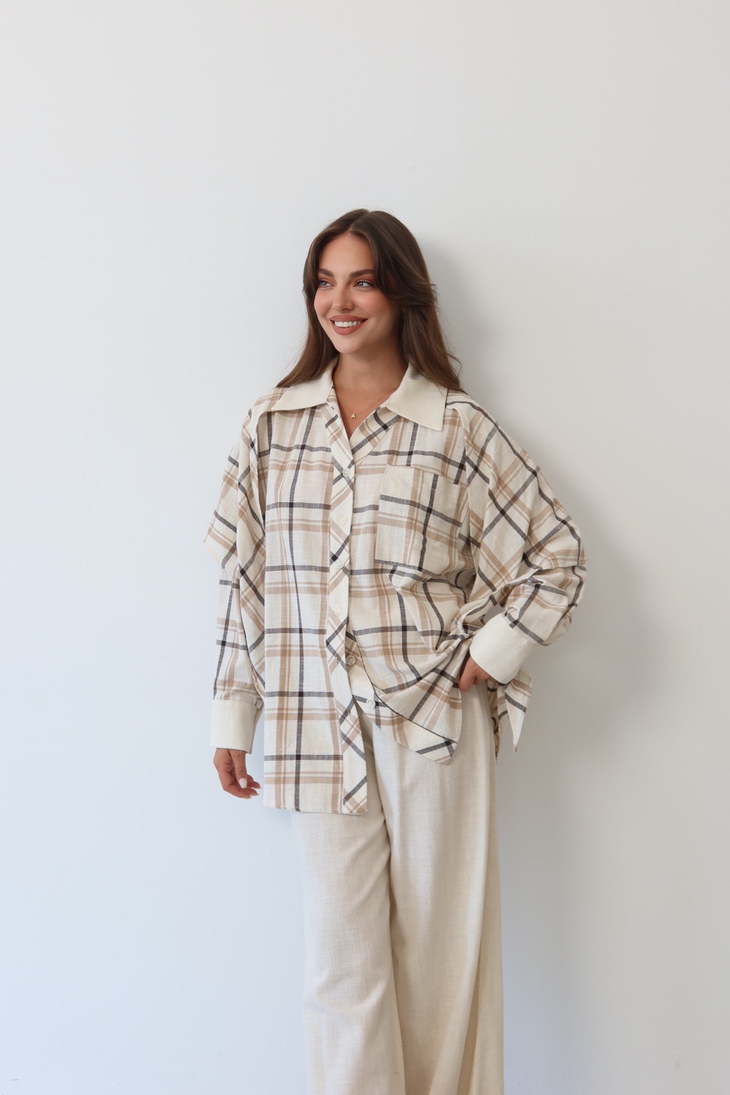 Ekose Desenli Oversize Takım  1816