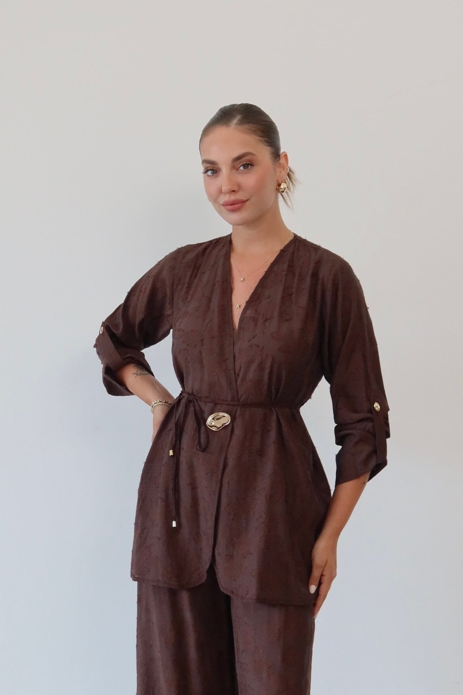 Jakarlı Kuşak Detaylı Takım  1827