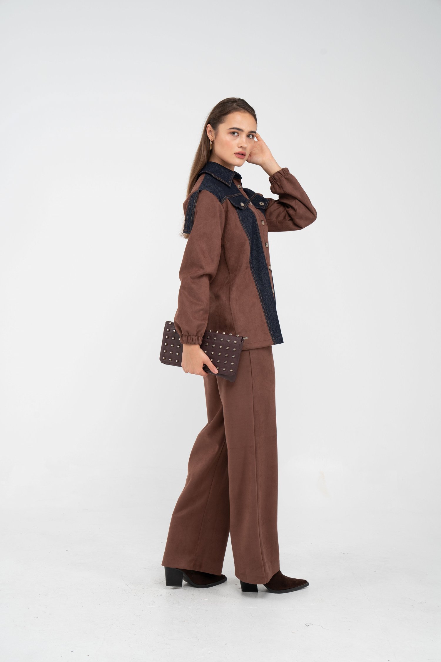 Kadife Jean Detaylı İkili Takım K1744