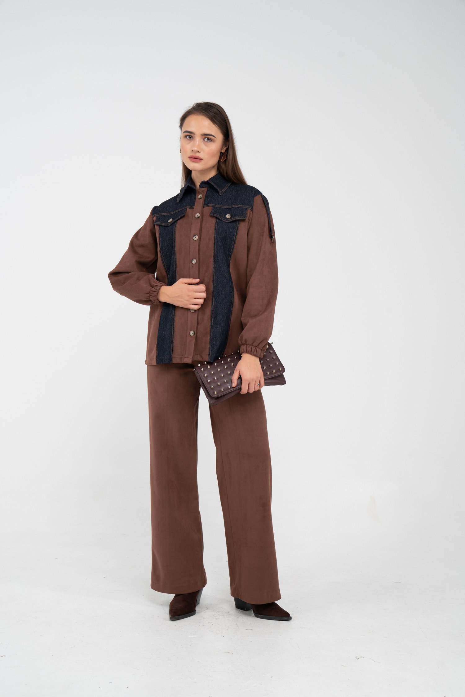 Kadife Jean Detaylı İkili Takım K1744