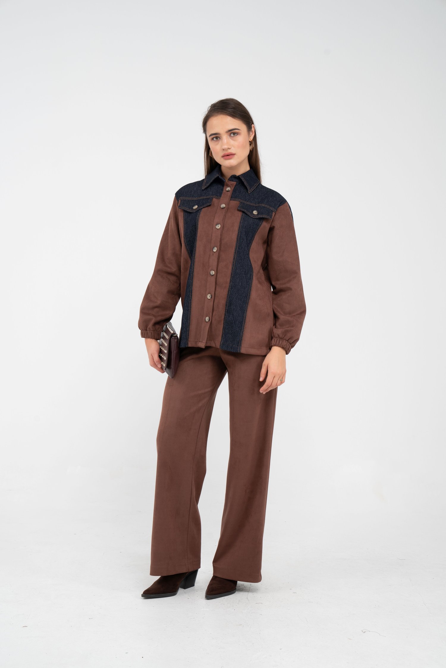 Kadife Jean Detaylı İkili Takım K1744