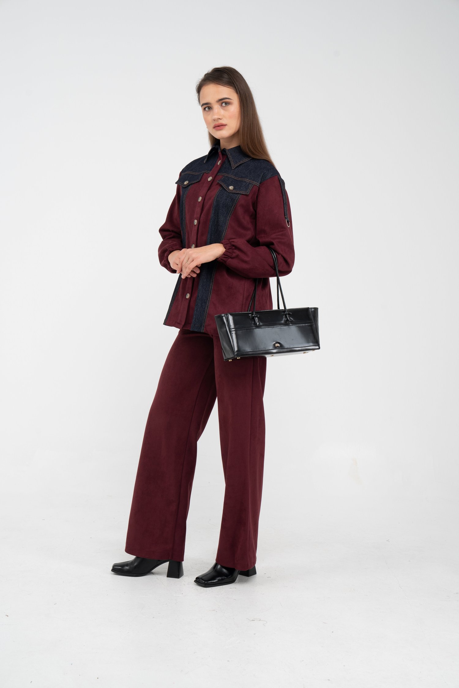 Kadife Jean Detaylı İkili Takım K1744