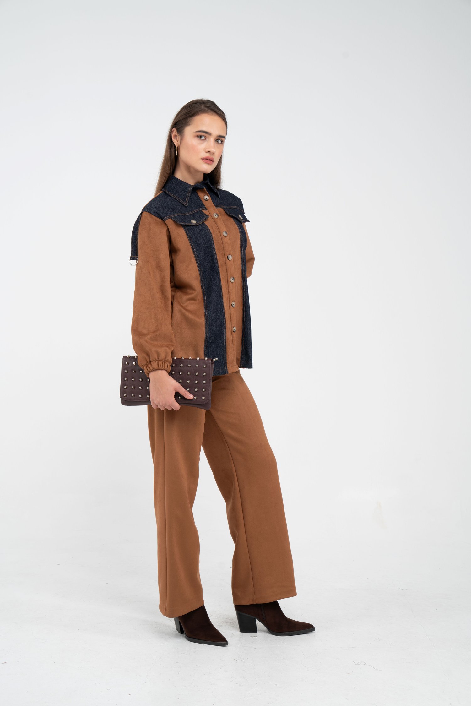 Kadife Jean Detaylı İkili Takım K1744
