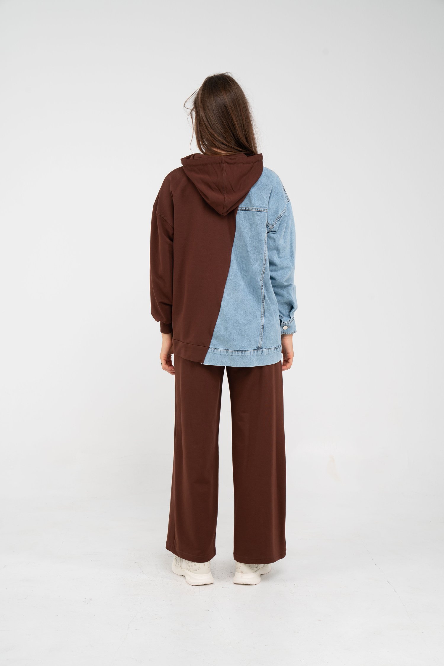 Kapüşonlu Denim Detaylı İkili Takım K1741