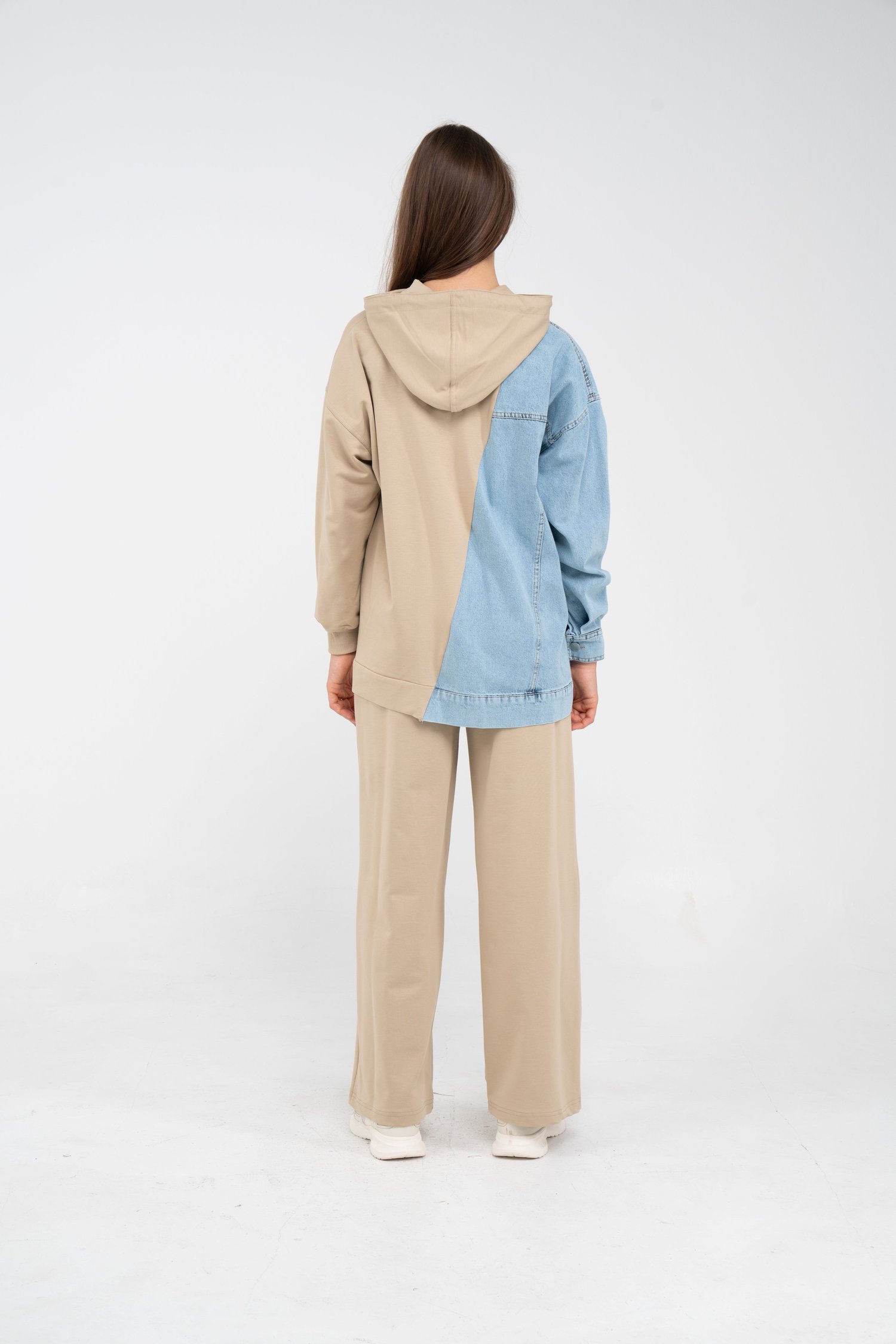 Kapüşonlu Denim Detaylı İkili Takım K1741