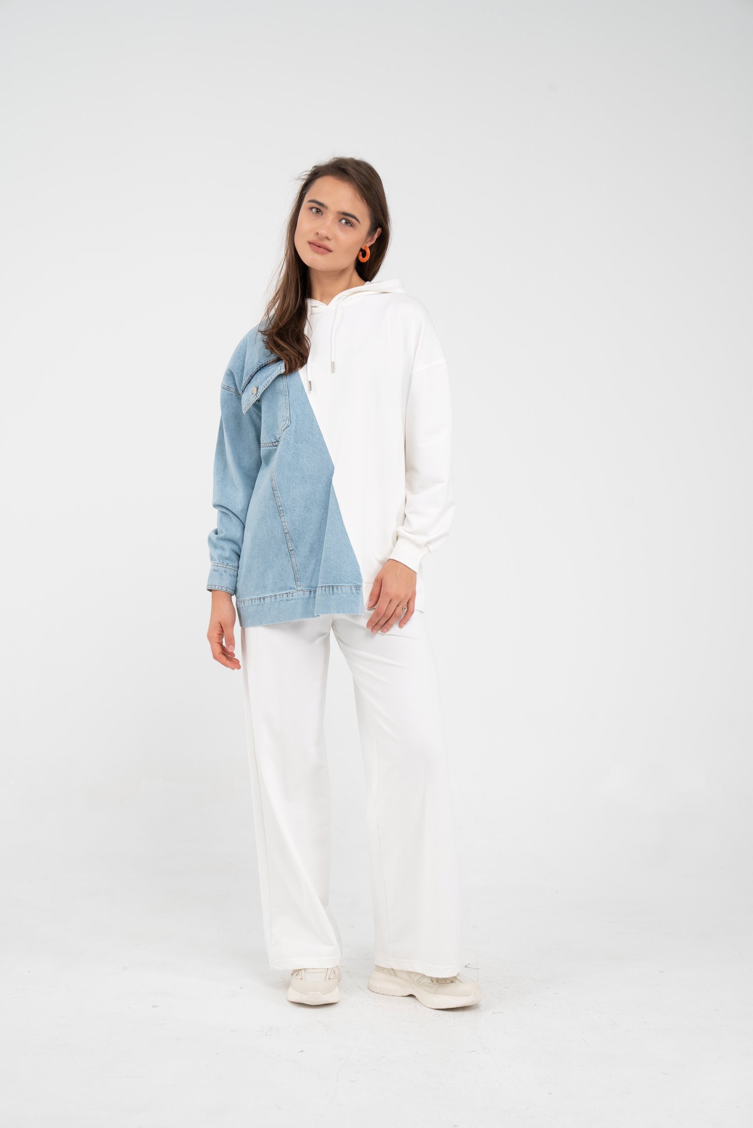 Kapüşonlu Denim Detaylı İkili Takım K1741
