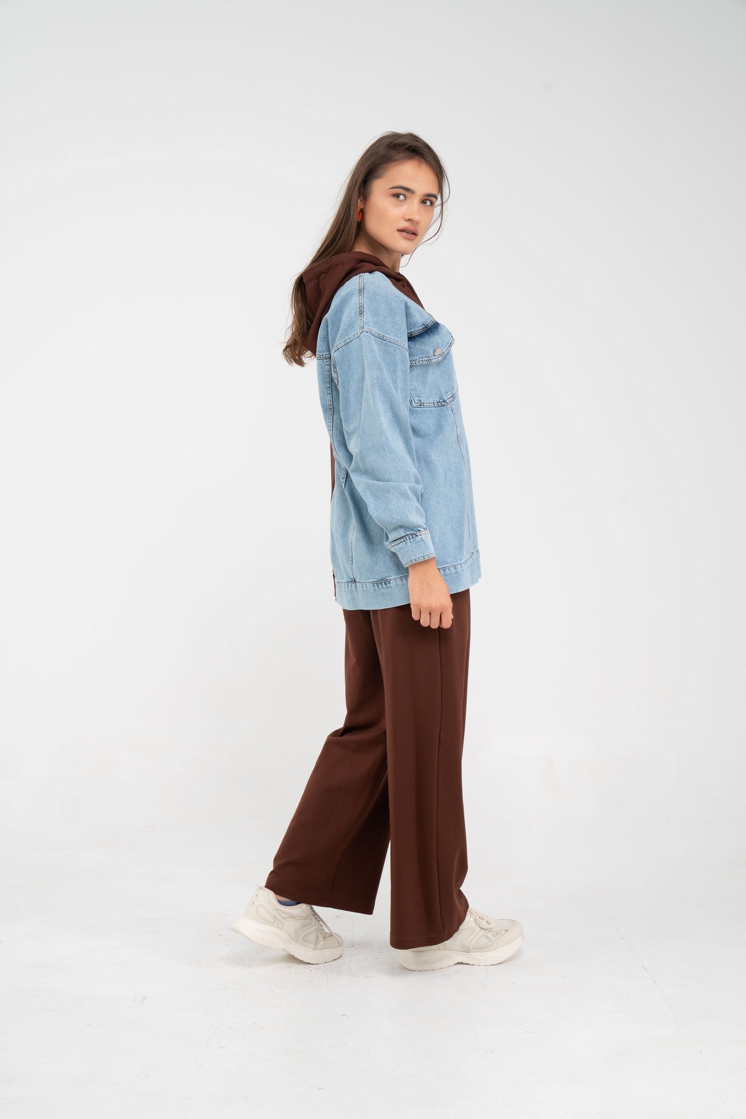 Kapüşonlu Denim Detaylı İkili Takım K1741