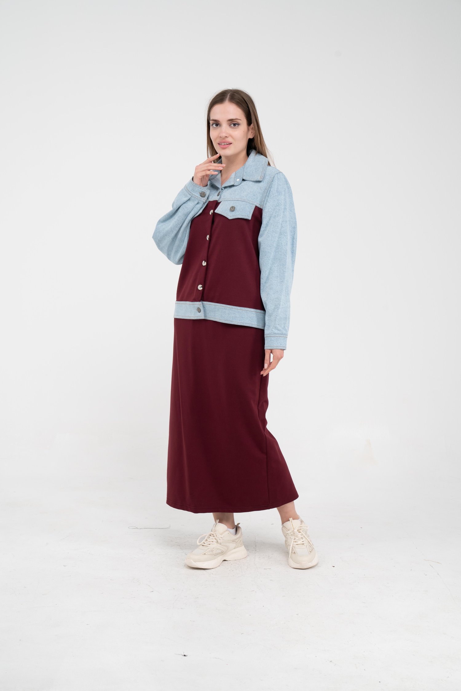 Kot Detaylı Etekli İkili Takım K1723