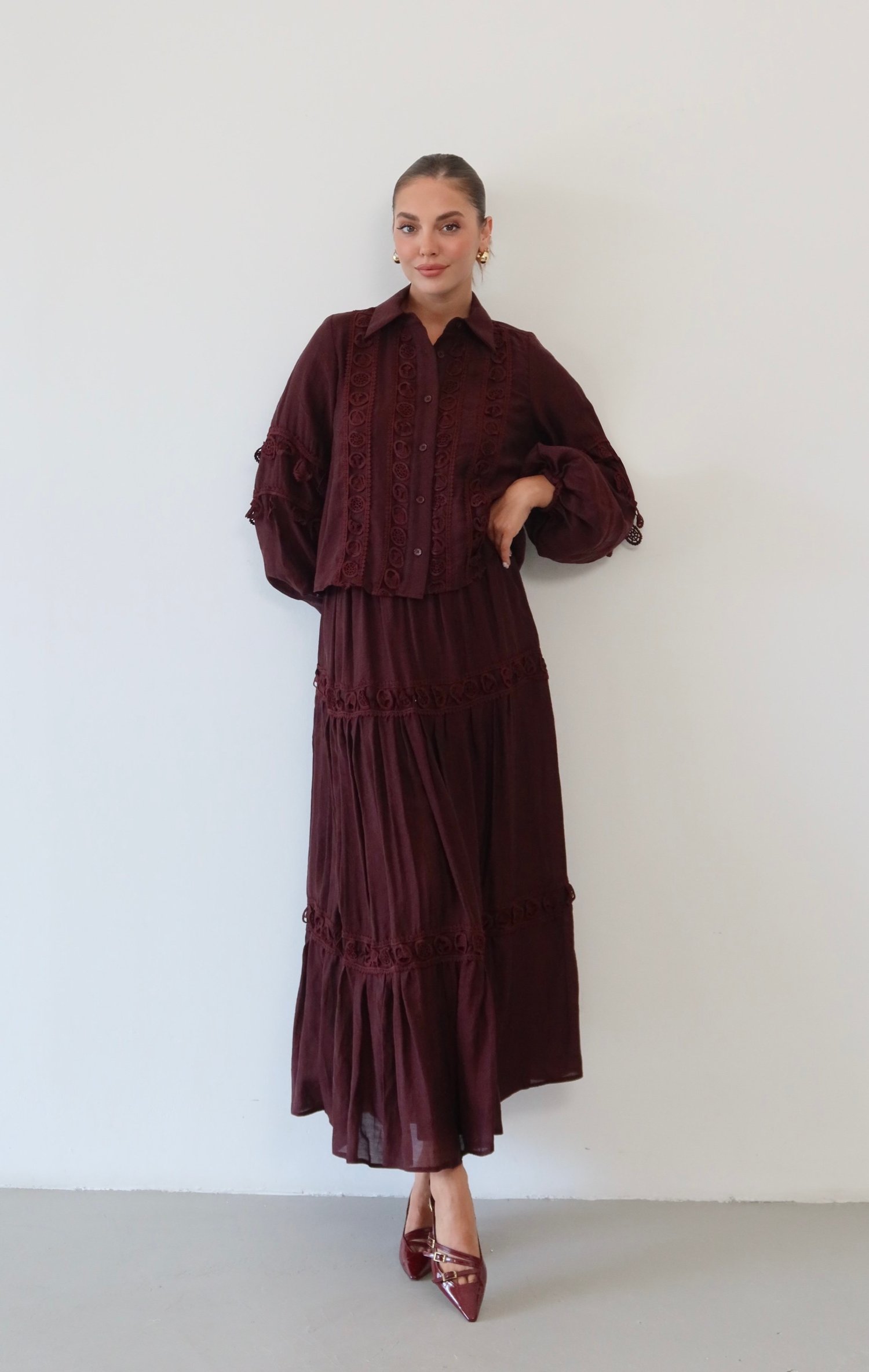 Nakış Detaylı Takım 9061 Bordo