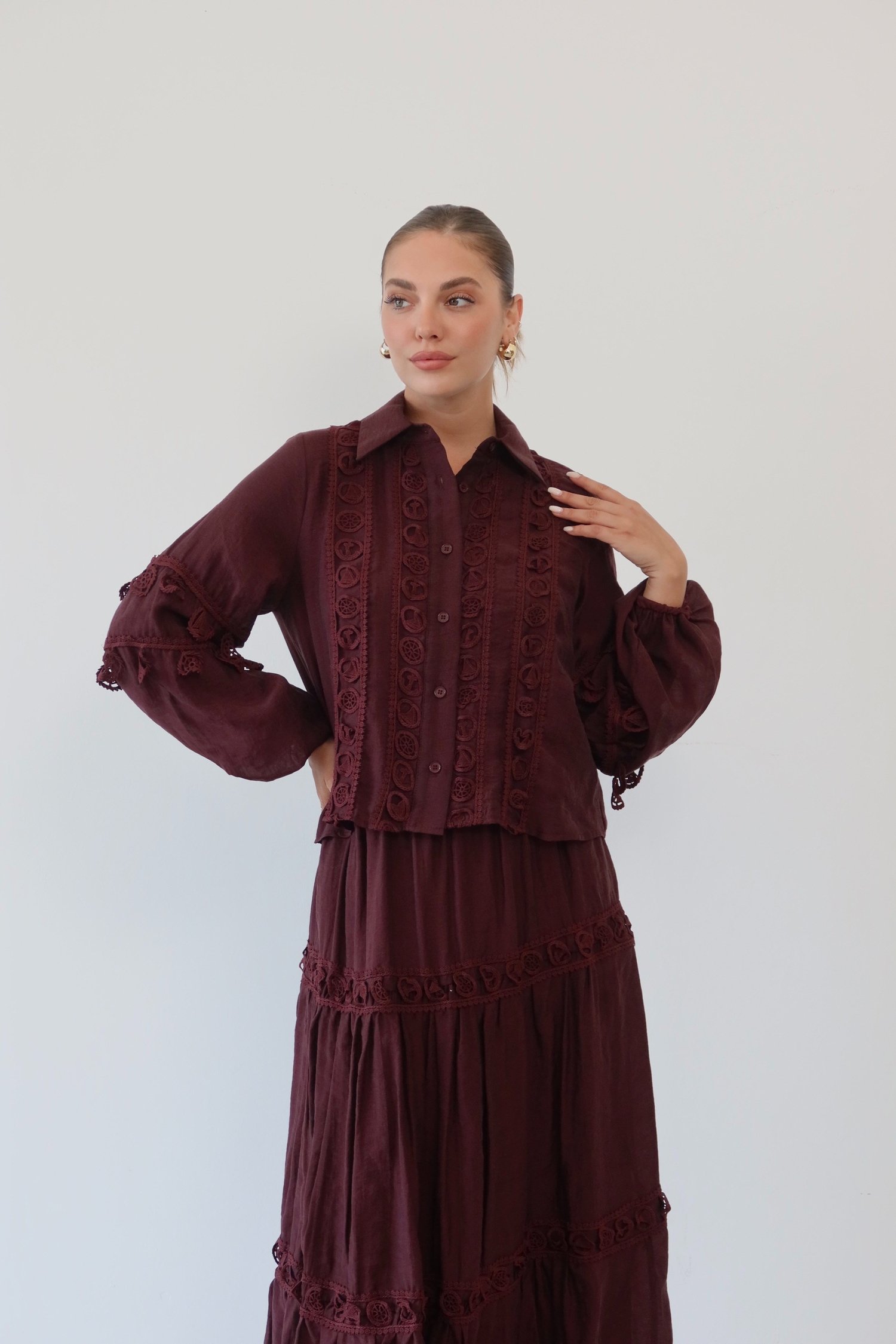 Nakış Detaylı Takım 9061 Bordo