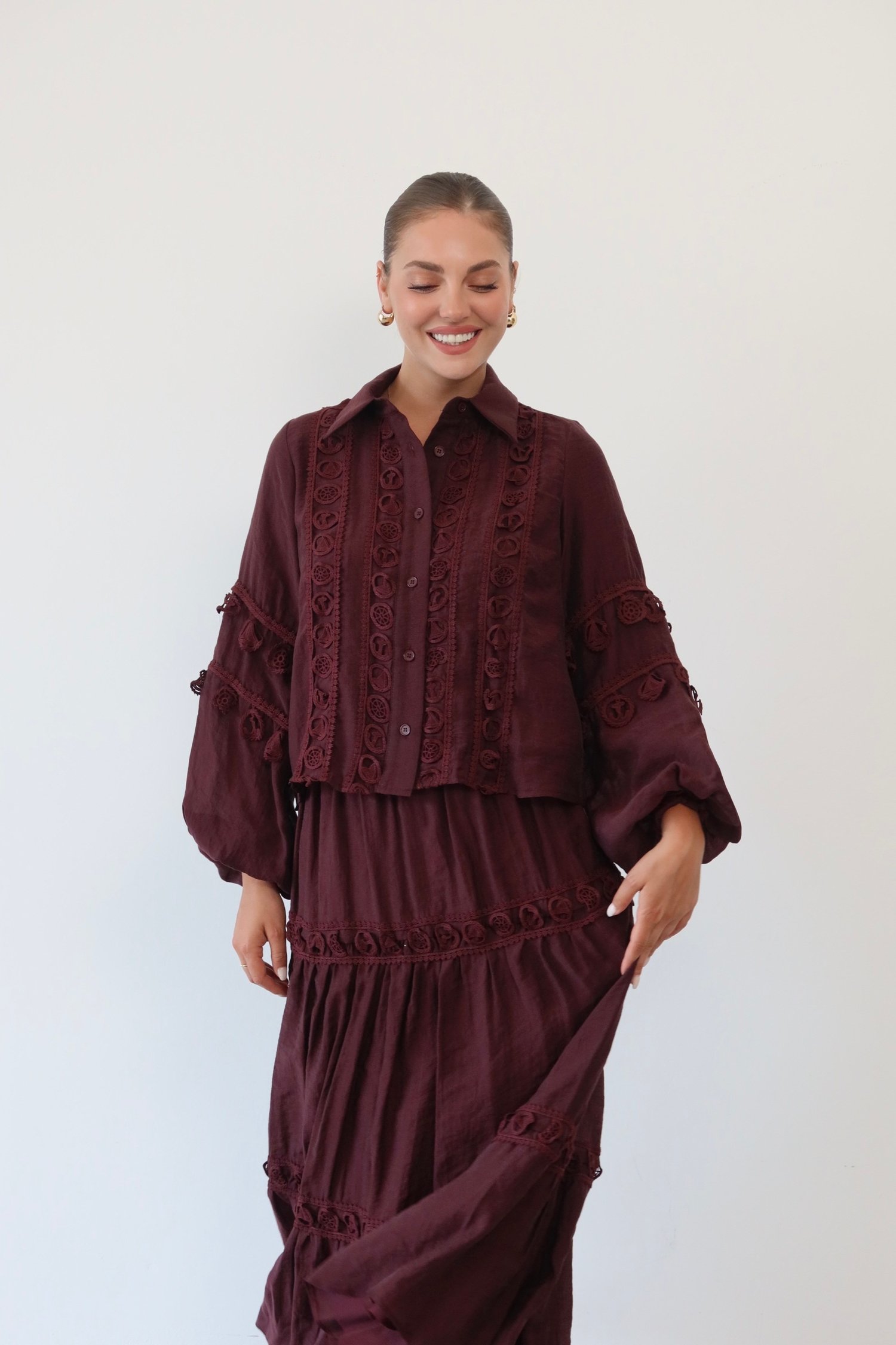 Nakış Detaylı Takım 9061 Bordo