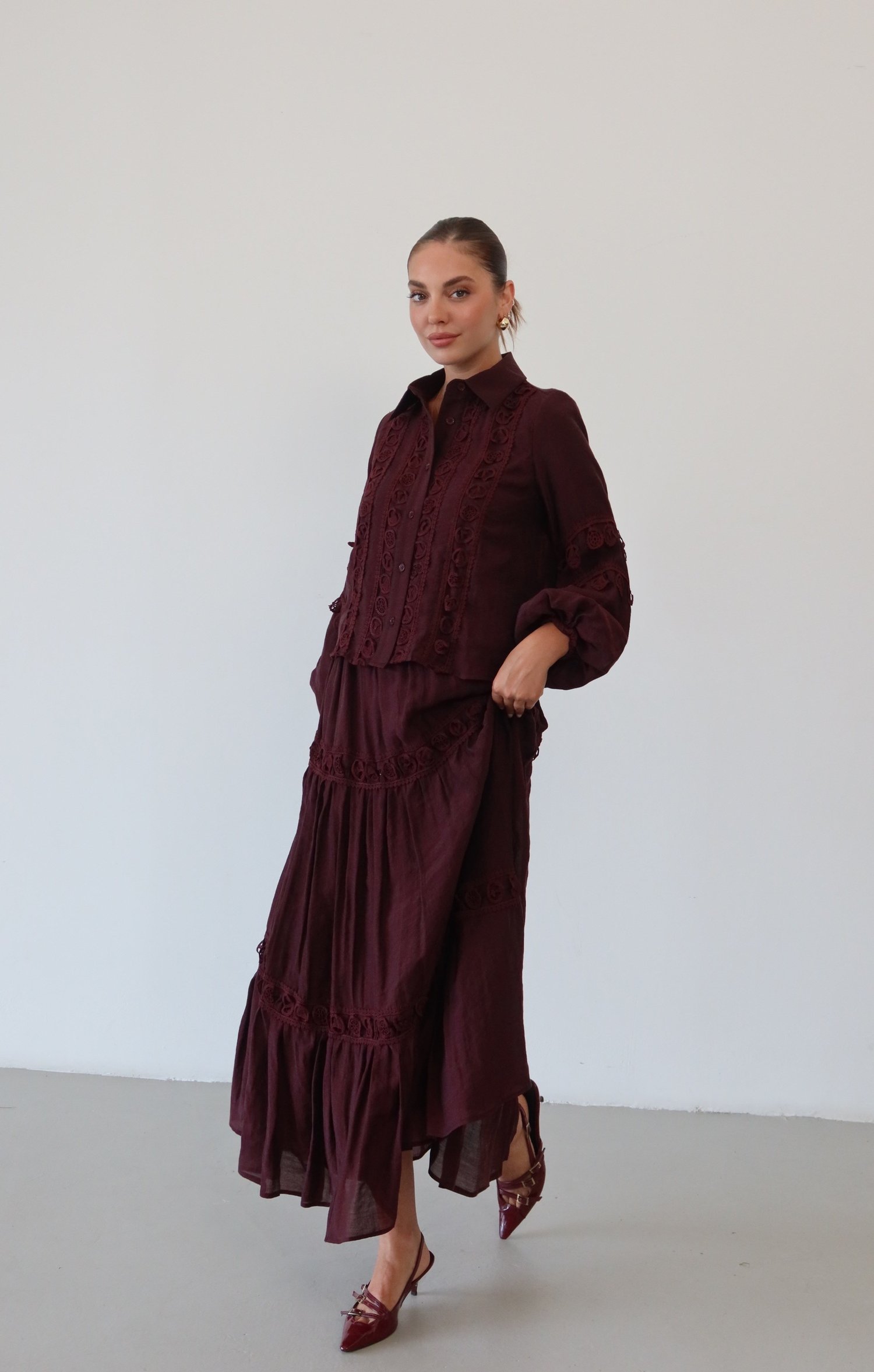 Nakış Detaylı Takım 9061 Bordo