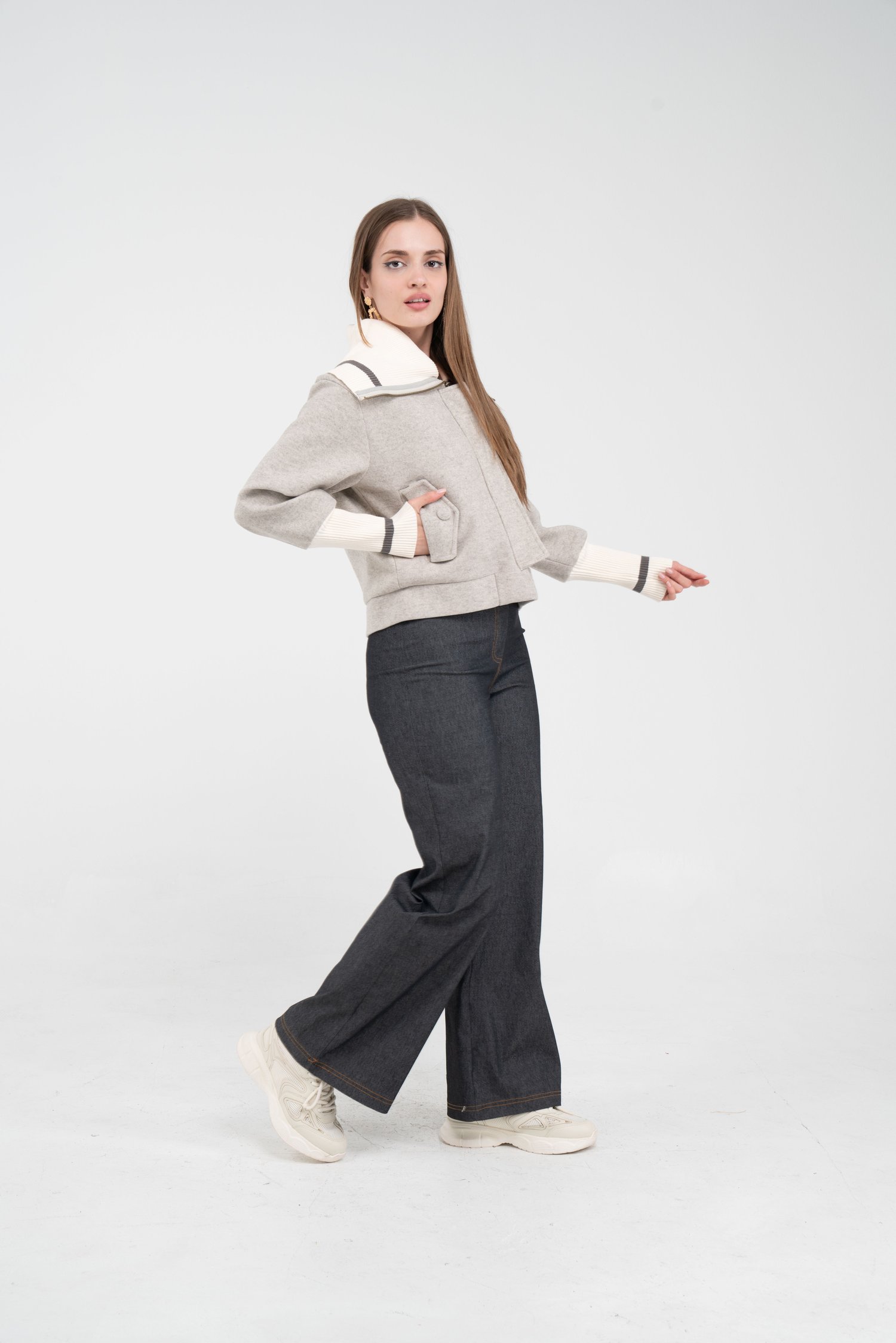 Oversize Fermuarlı Sweat Ceket K1720