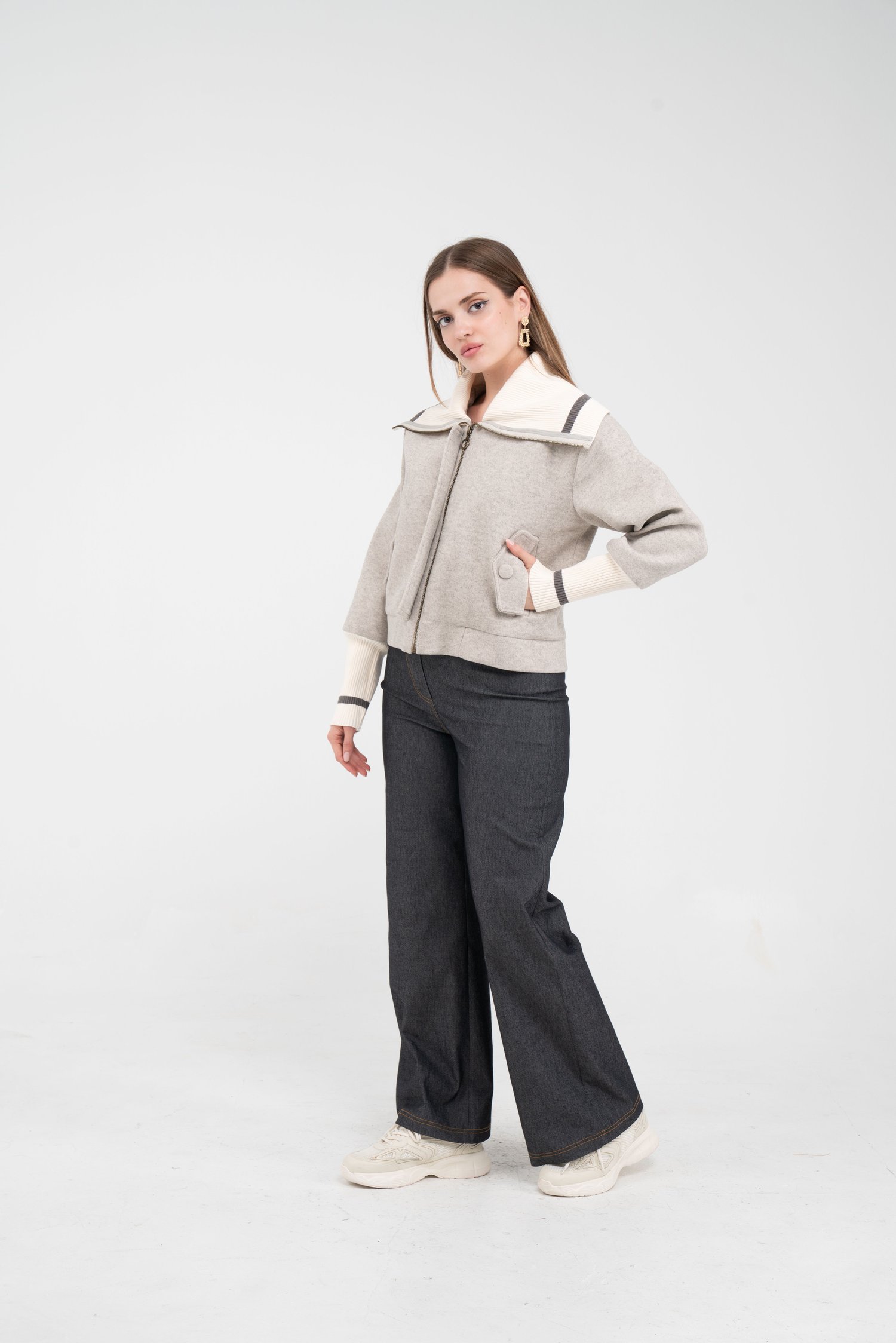 Oversize Fermuarlı Sweat Ceket K1720