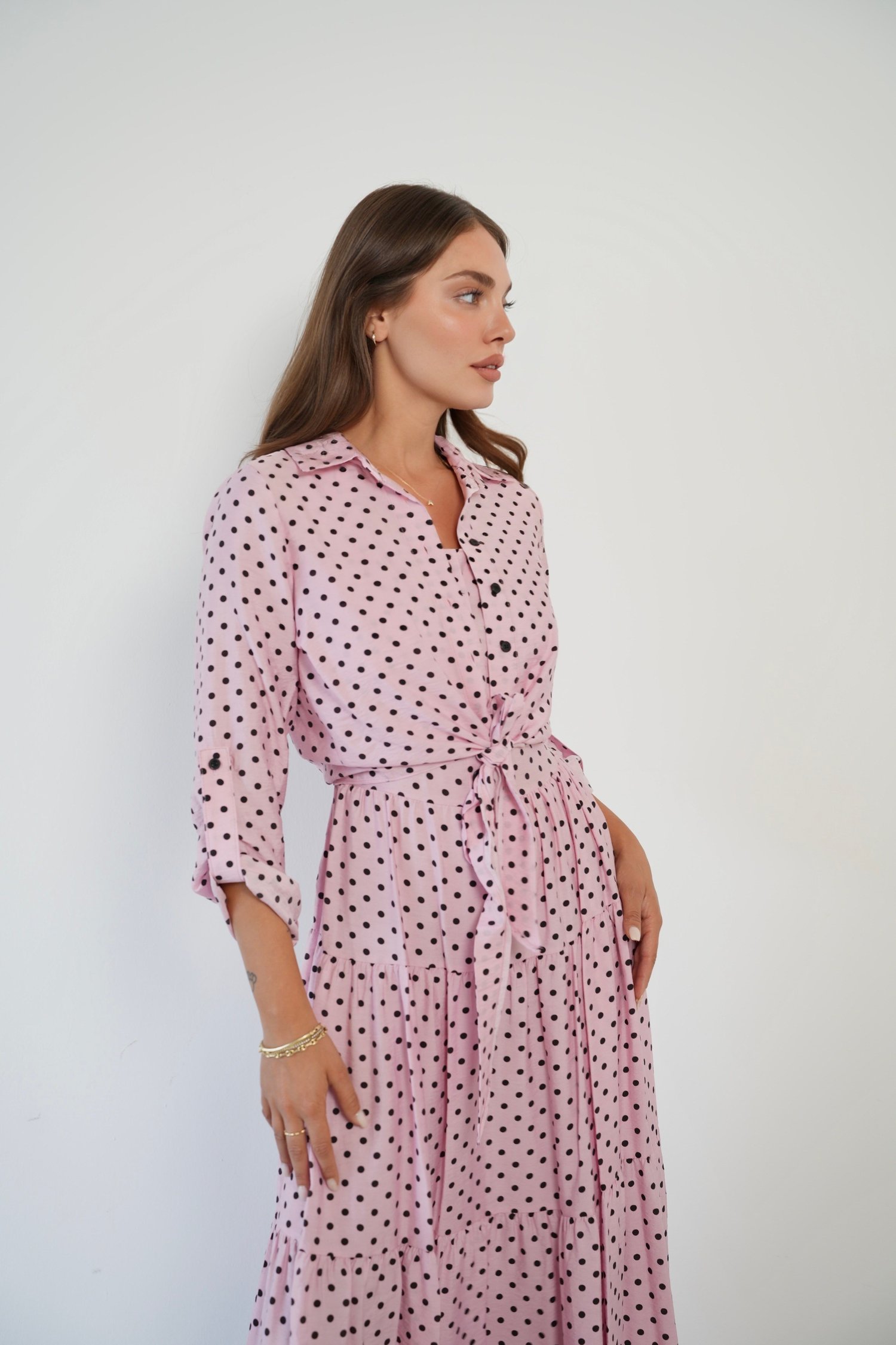 Puantiyeli Elbise Mini Ceket Takım  1850