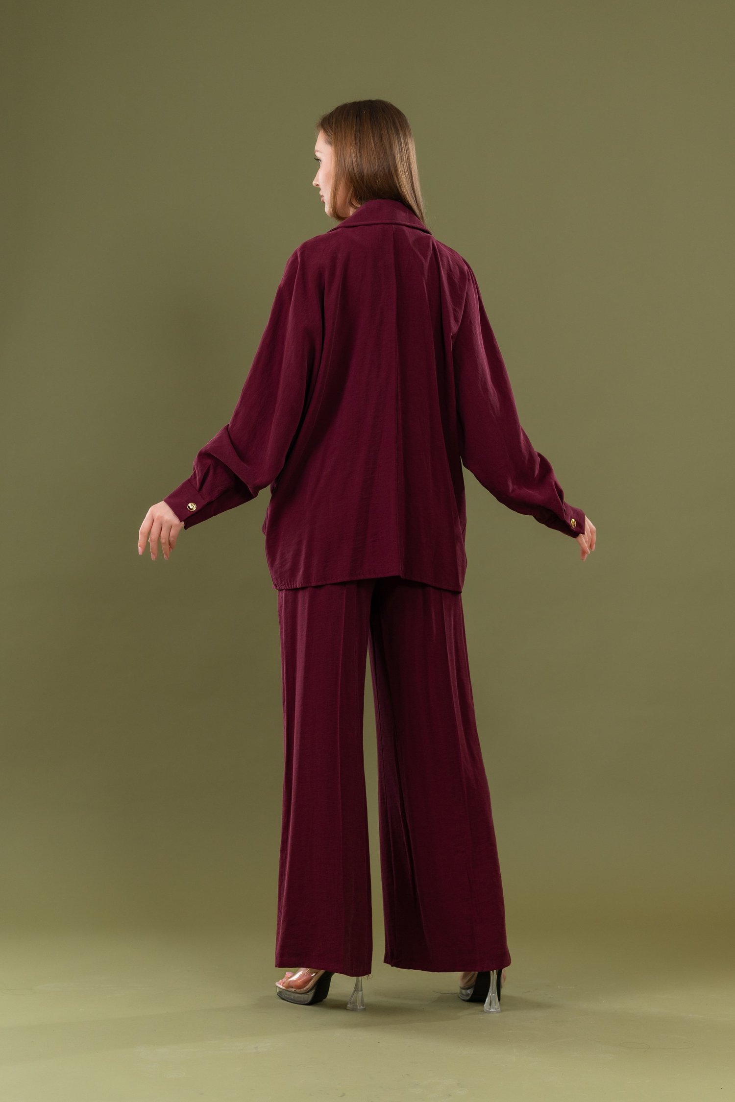 Tokalı Salaş Gömlek Yaka Kadın Takım  9025