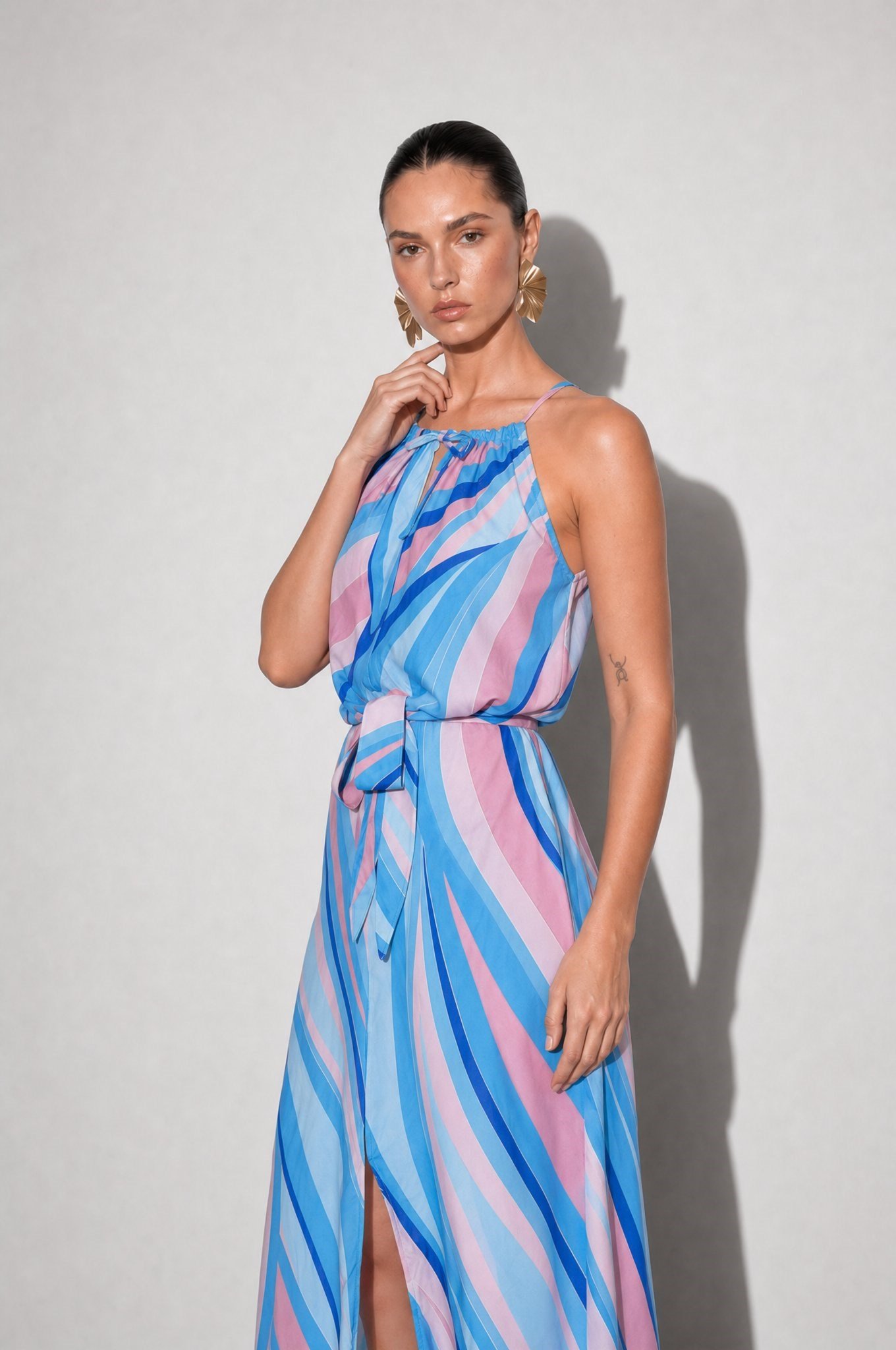 Florence Desenli Maxi Elbise Mavi