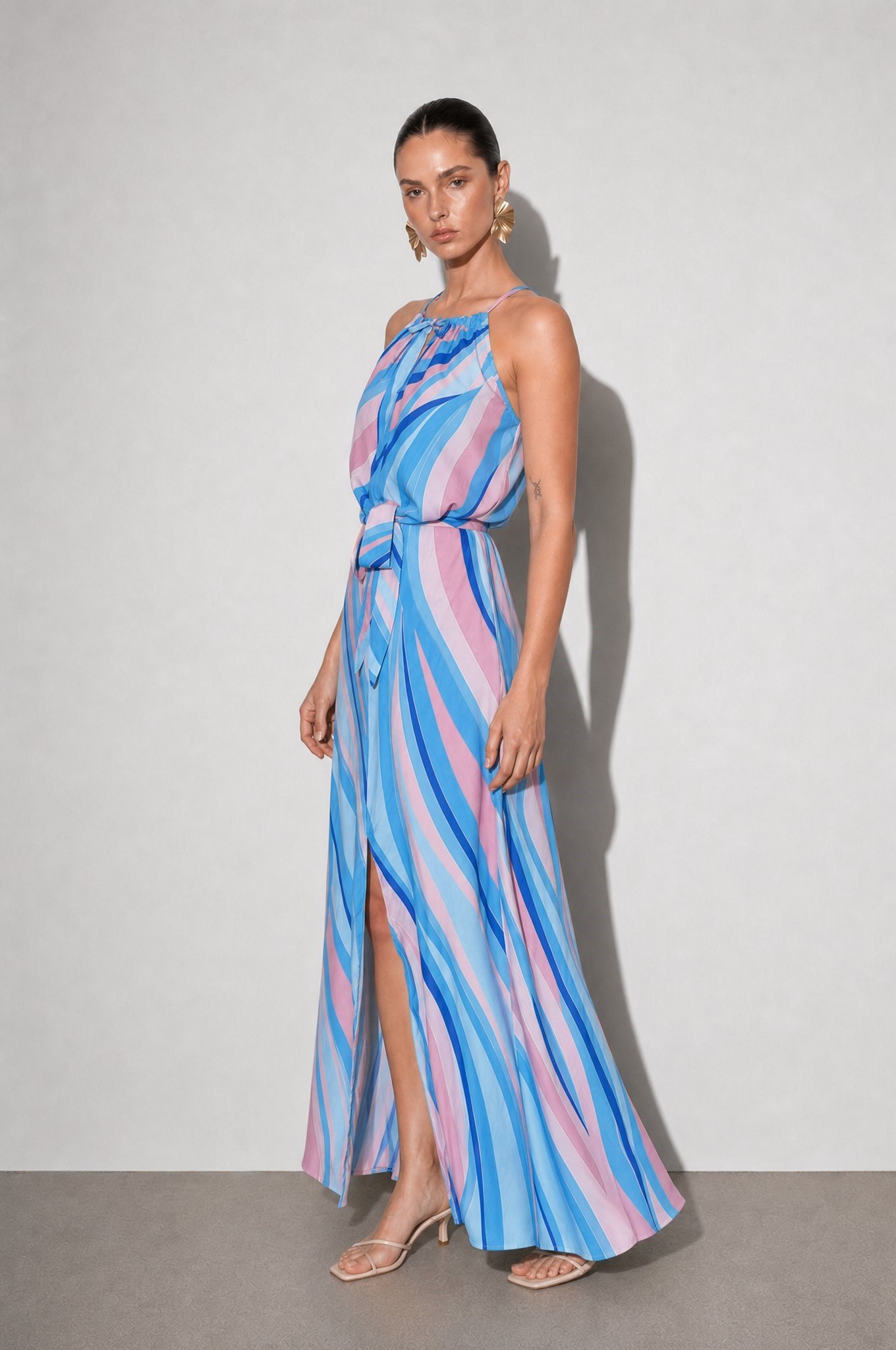 Florence Desenli Maxi Elbise Mavi