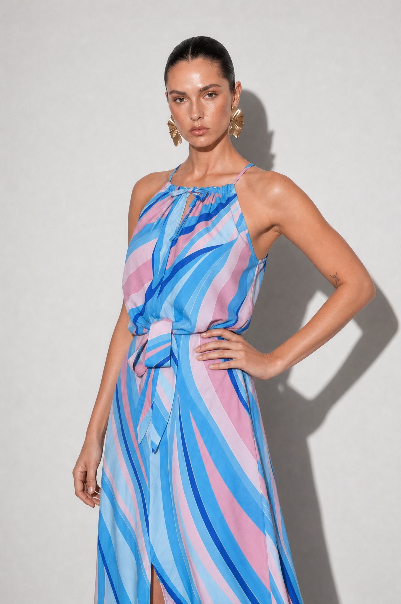 Florence Desenli Maxi Elbise Mavi